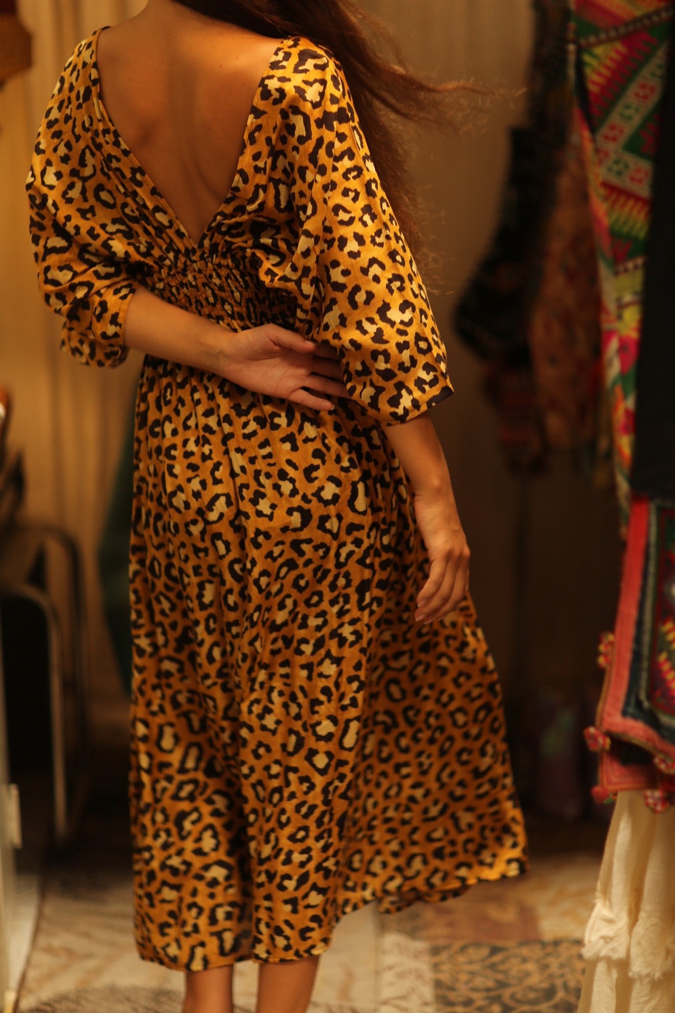 ZURI SILK DRESS LEO PRINT - BANGKOK TAILOR CLOTHING STORE - HANDMADE CLOTHING