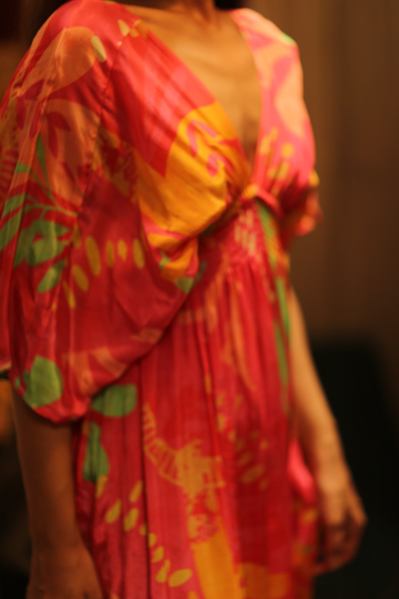 ZURI SILK DRESS PINK JUNGLE - BANGKOK TAILOR CLOTHING STORE - HANDMADE CLOTHING