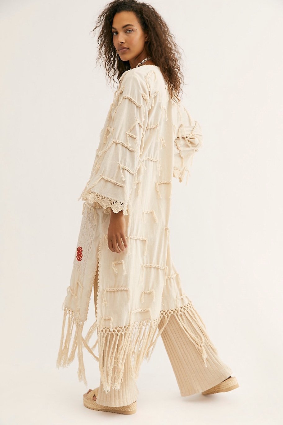 Amelia Crochet Fringe Kimono X FREE PEOPLE - BANGKOK TAILOR CLOTHING STORE - HANDMADE CLOTHING