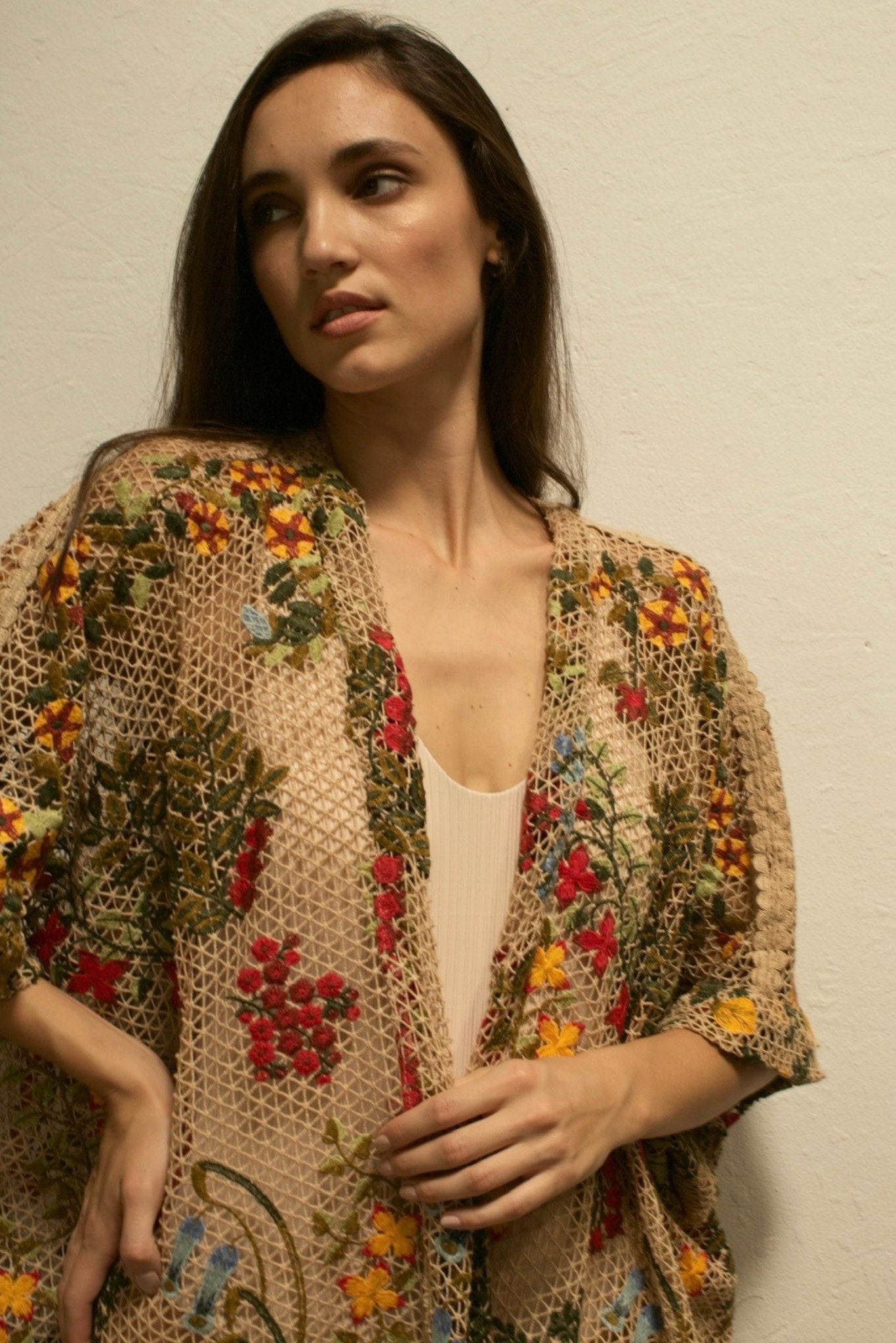 ARISTAEUS HONEY COTTON EMBROIDERED FLOWERS KIMONO - BANGKOK TAILOR CLOTHING STORE - HANDMADE CLOTHING