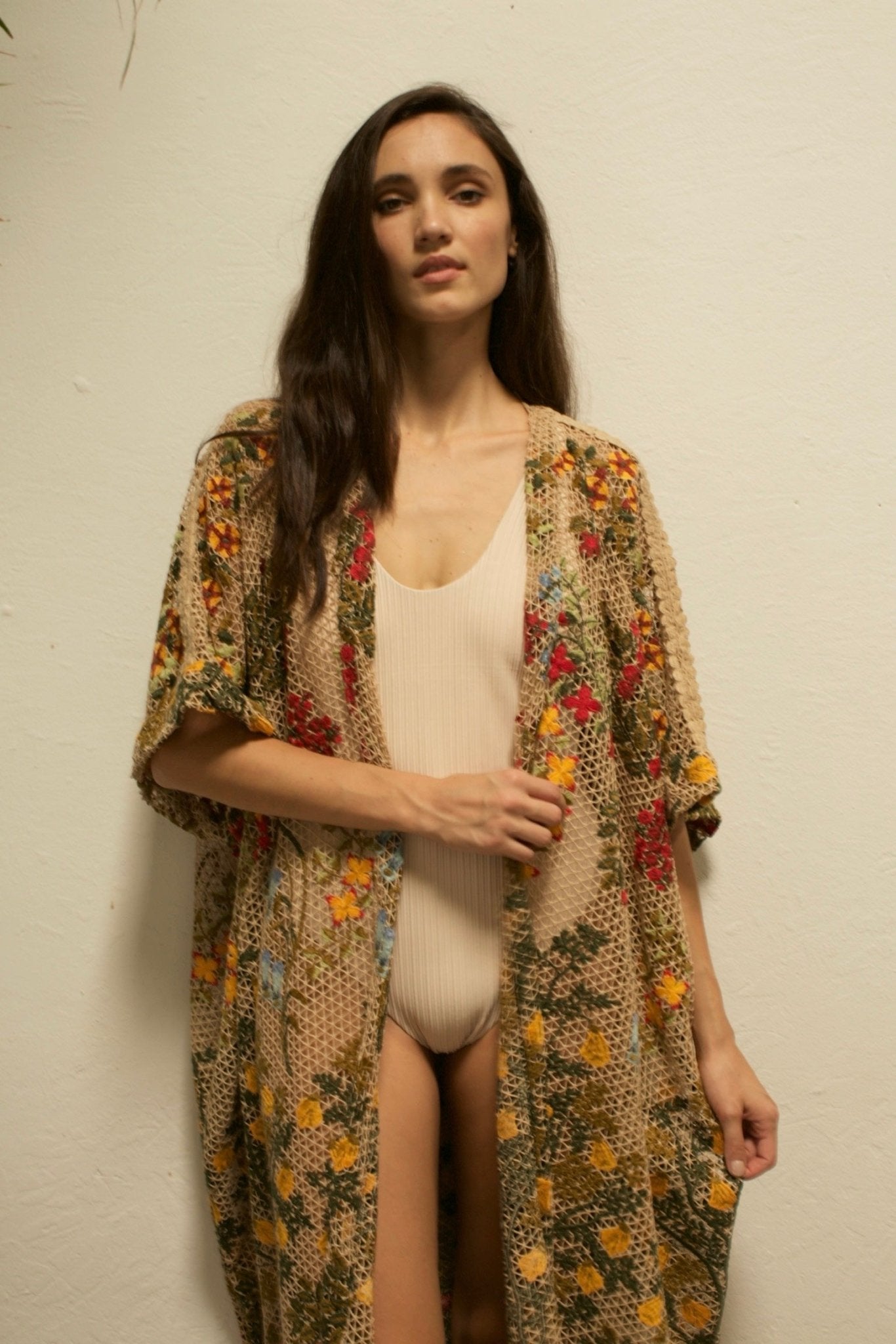 ARISTAEUS HONEY COTTON EMBROIDERED FLOWERS KIMONO - BANGKOK TAILOR CLOTHING STORE - HANDMADE CLOTHING