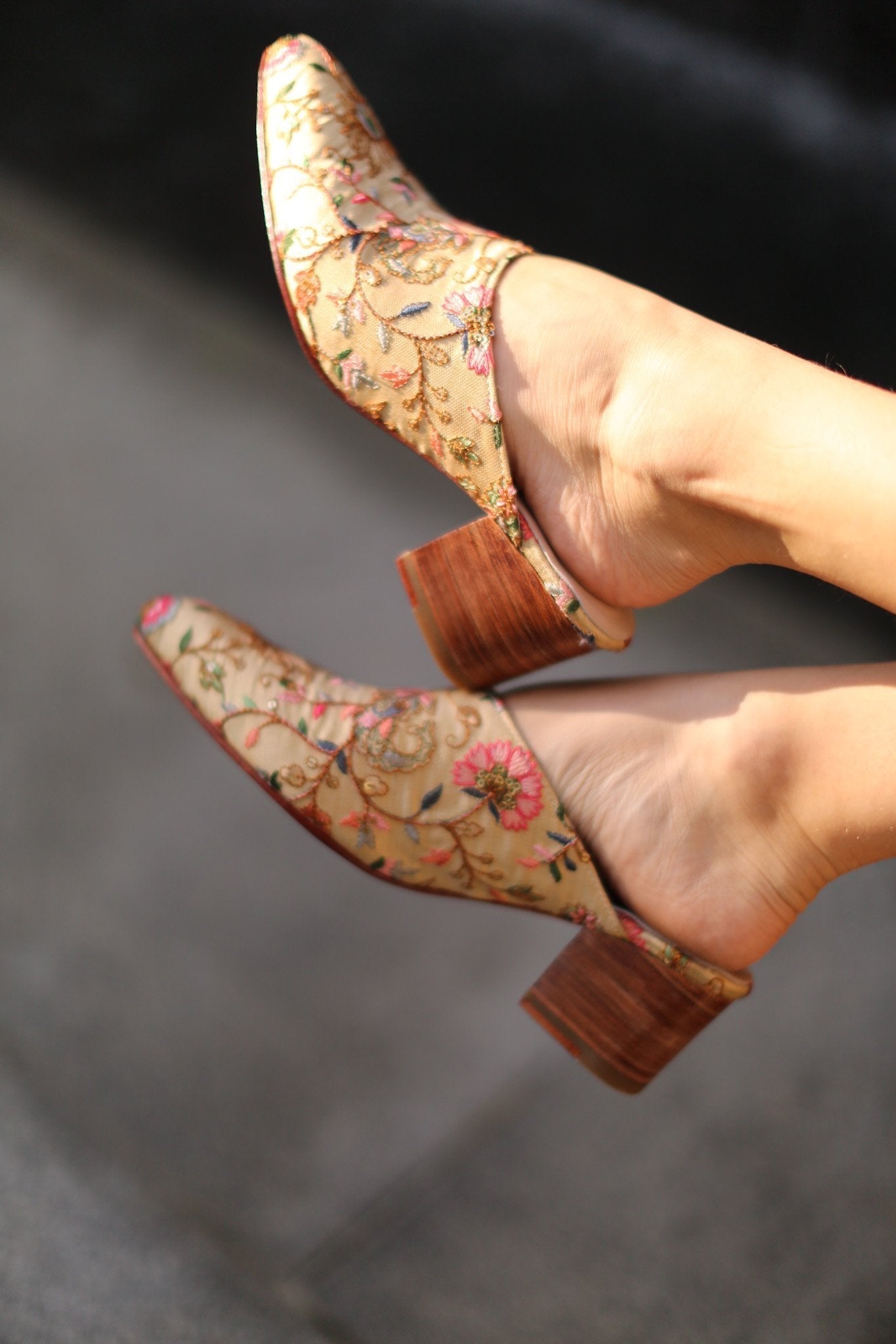 BEIGE LIMITED EDITION HEELED MULES X NEIMAN MARCUS - BANGKOK TAILOR CLOTHING STORE - HANDMADE CLOTHING