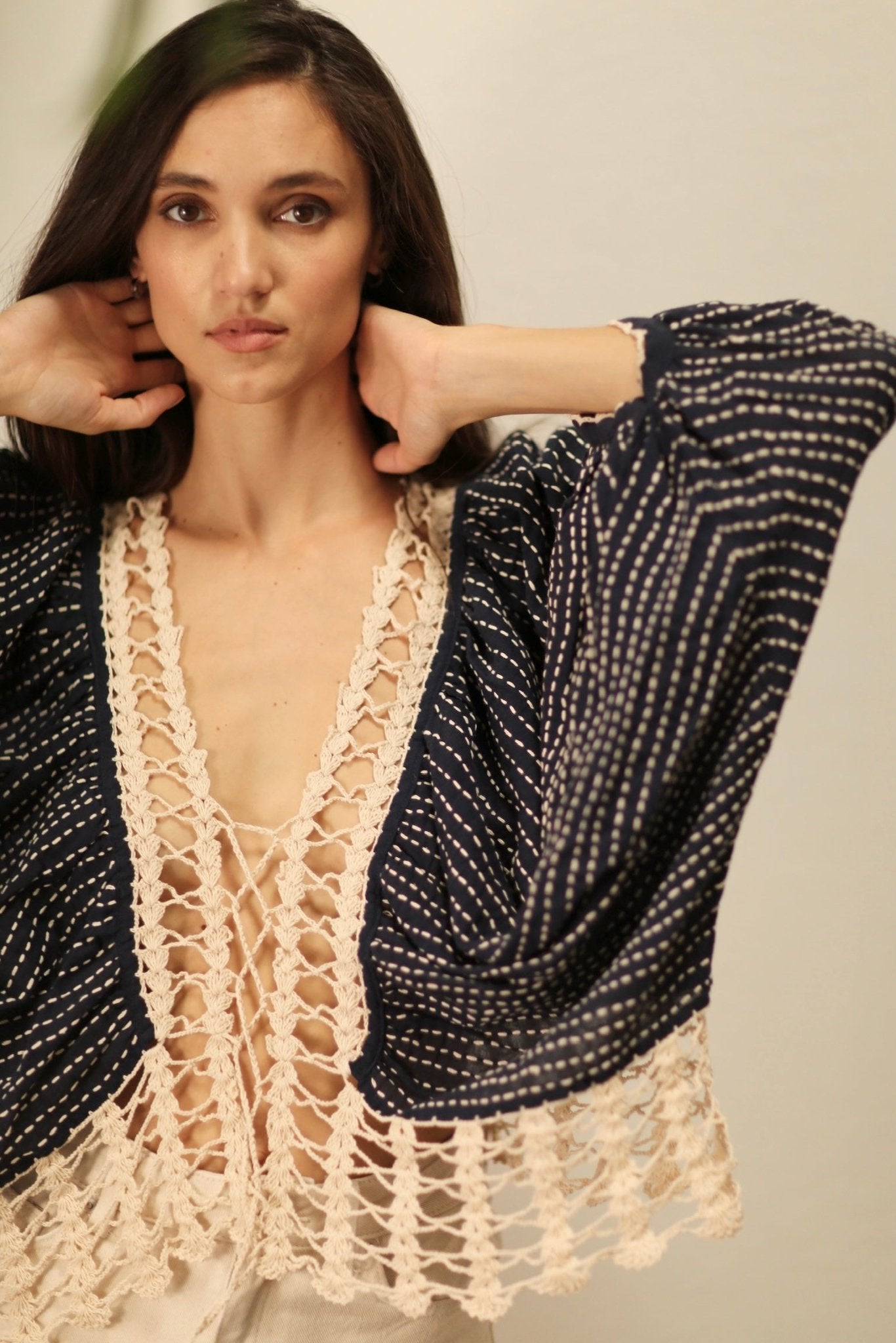 BLACK CHEILA WITH CROCHET - BANGKOK TAILOR CLOTHING STORE - HANDMADE CLOTHING