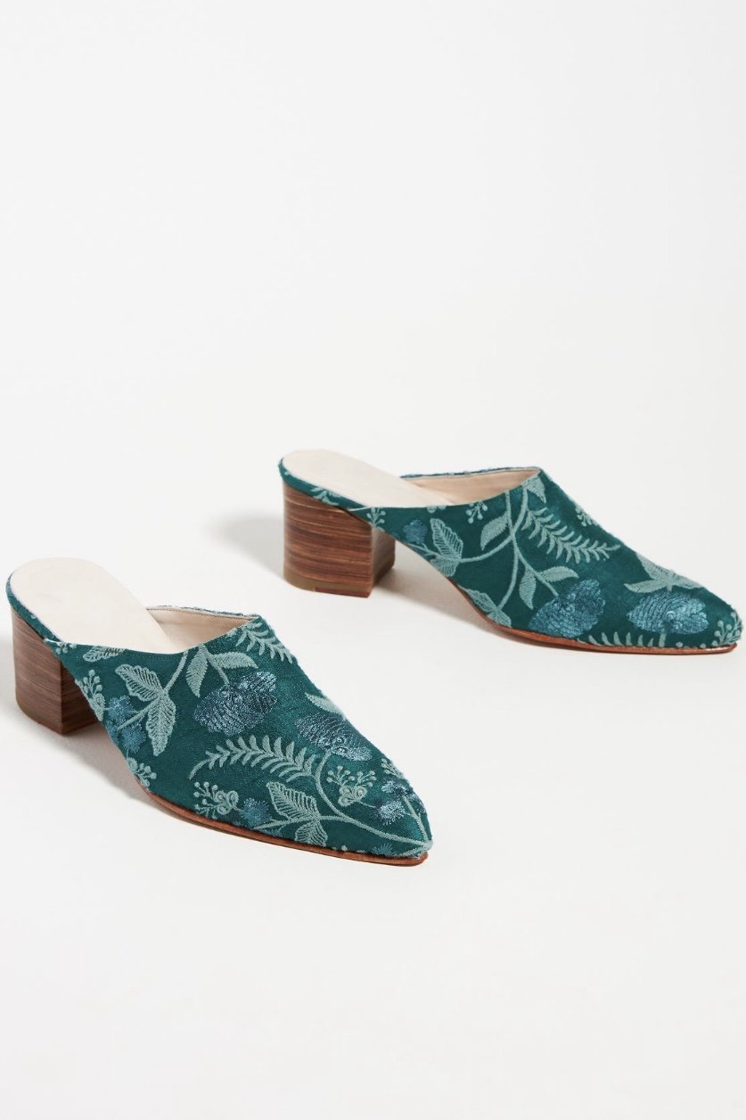 BOTANICAL HEELED MULES X ANTHROPOLOGIE - BANGKOK TAILOR CLOTHING STORE - HANDMADE CLOTHING