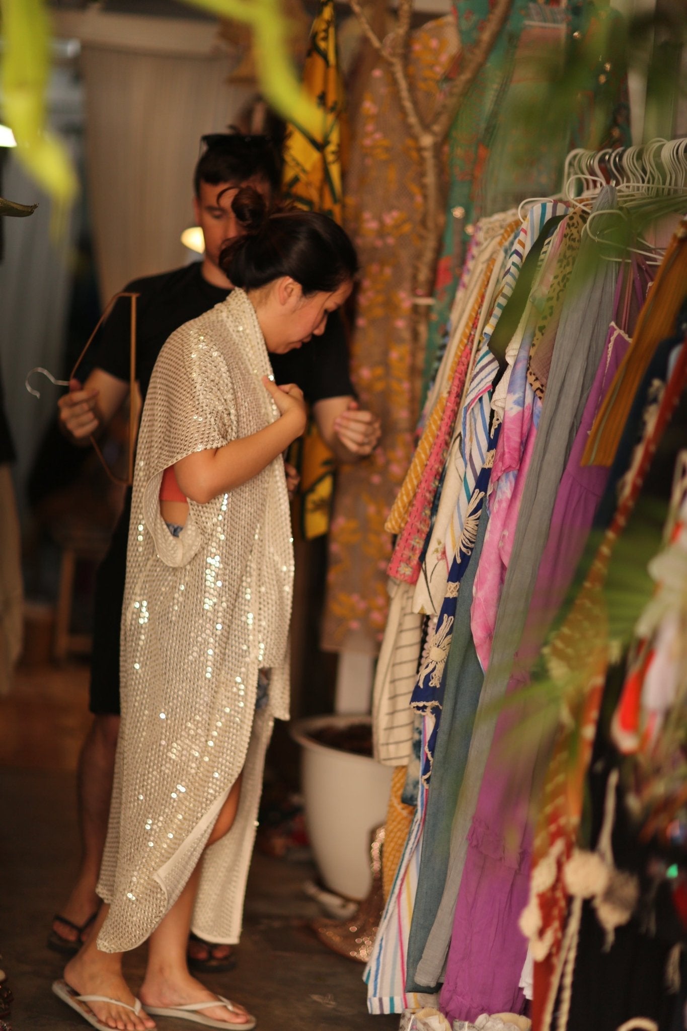CHIFFON SILK SEQUIN EMBROIDERED KIMONO AENU - BANGKOK TAILOR CLOTHING STORE - HANDMADE CLOTHING