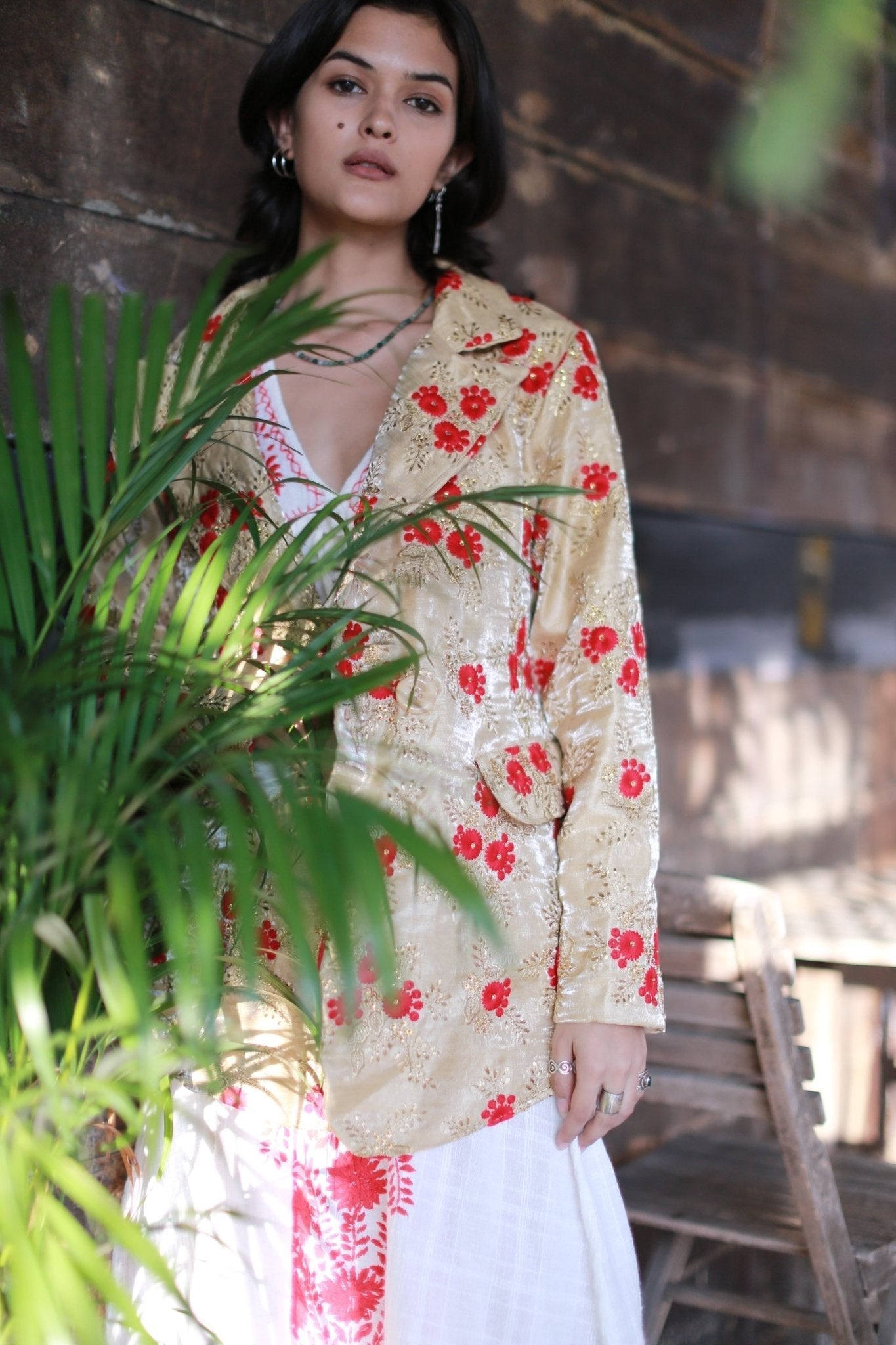 Chinese Flower Silk Embroidered Jacket Pia - BANGKOK TAILOR CLOTHING STORE - HANDMADE CLOTHING