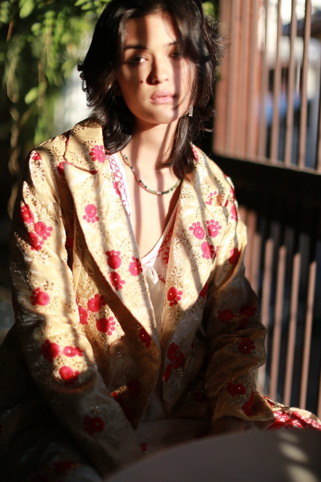 Chinese Flower Silk Embroidered Jacket Pia - BANGKOK TAILOR CLOTHING STORE - HANDMADE CLOTHING