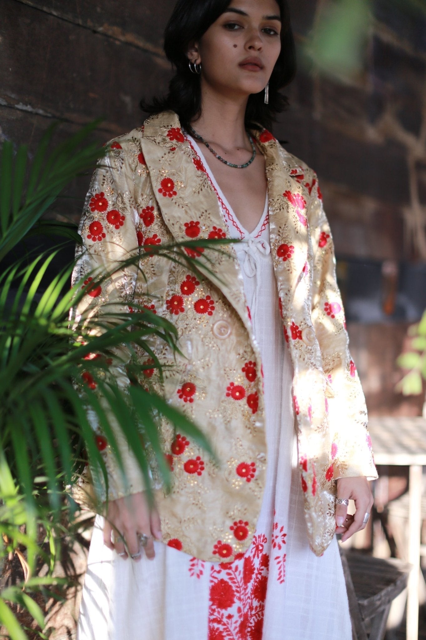 Chinese Flower Silk Embroidered Jacket Pia - BANGKOK TAILOR CLOTHING STORE - HANDMADE CLOTHING