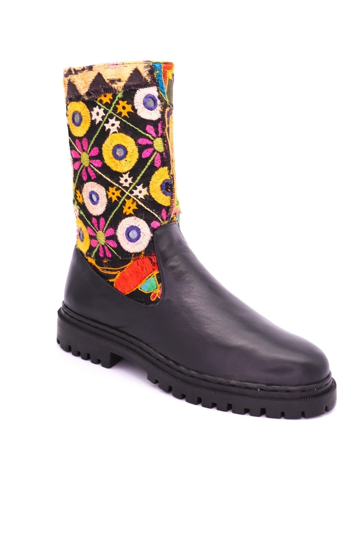 CHUNKY BOOTS EMBROIDERED PATCHWORK FREJA - BANGKOK TAILOR CLOTHING STORE - HANDMADE CLOTHING