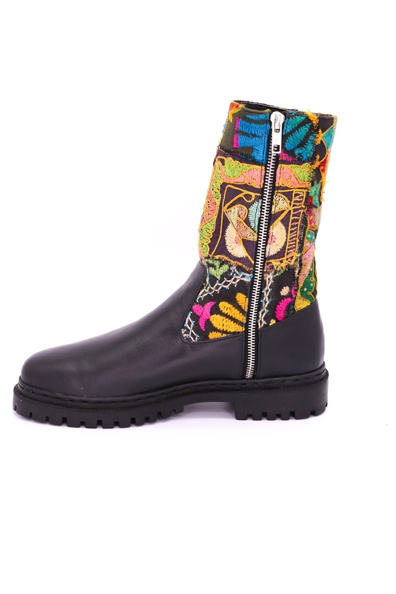CHUNKY BOOTS EMBROIDERED PATCHWORK FREJA - BANGKOK TAILOR CLOTHING STORE - HANDMADE CLOTHING
