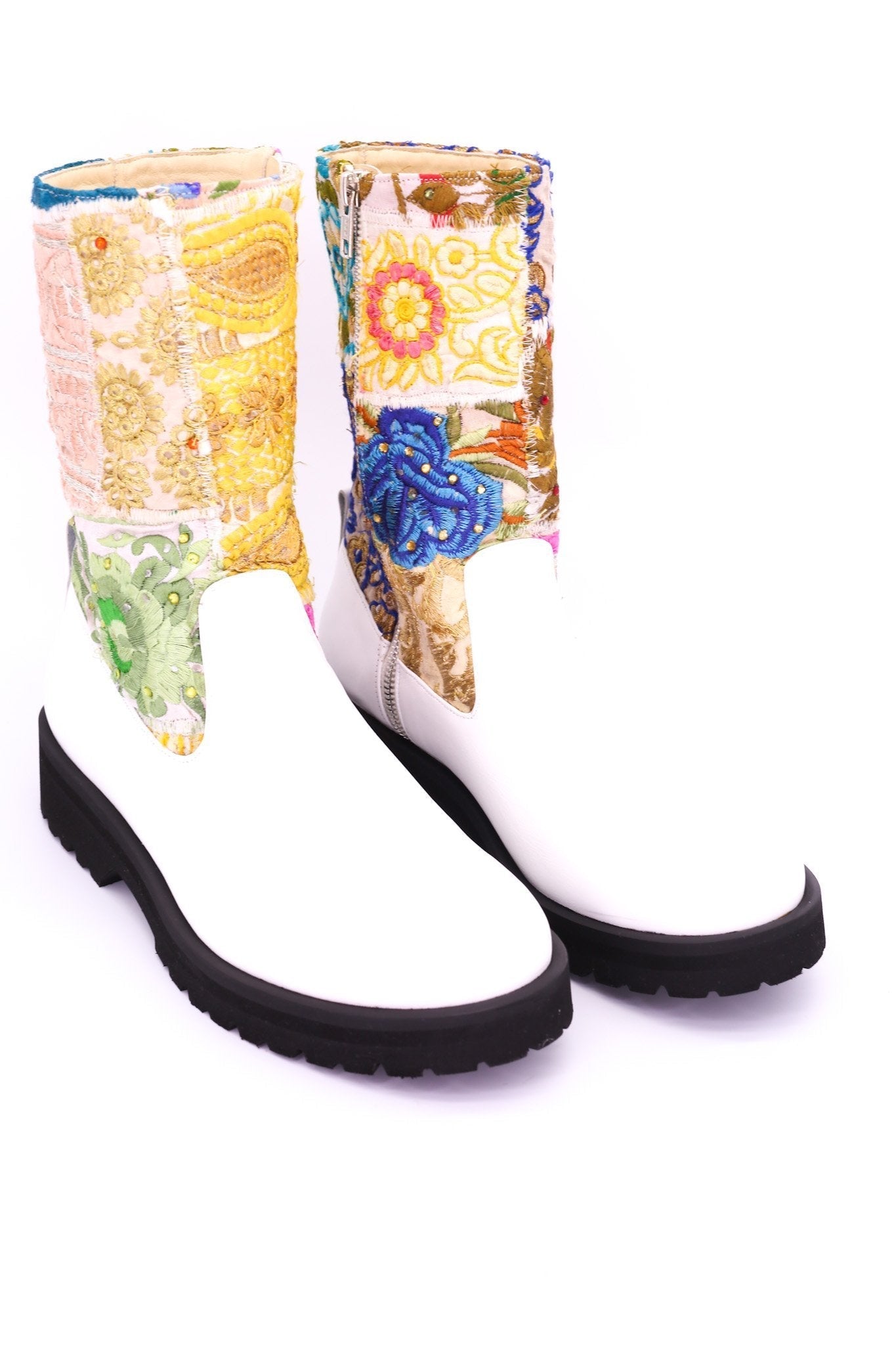 CHUNKY BOOTS EMBROIDERED PATCHWORK FREJA - BANGKOK TAILOR CLOTHING STORE - HANDMADE CLOTHING