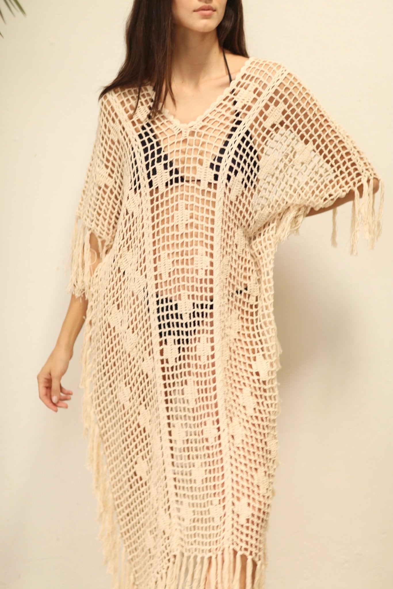 CONCODIA CROCHET KAFTAN DRESS - BANGKOK TAILOR CLOTHING STORE - HANDMADE CLOTHING