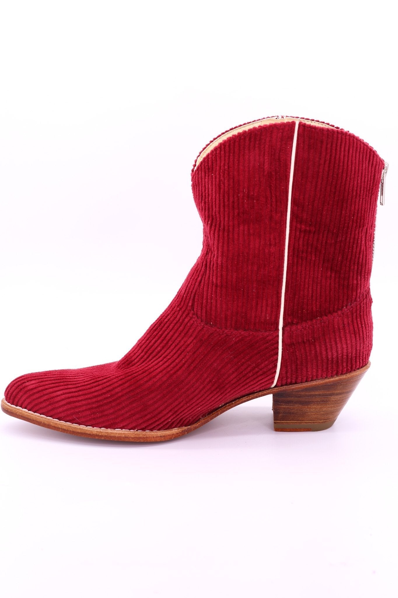 CORDUROY RED BOOTIES LINNEAH - BANGKOK TAILOR CLOTHING STORE - HANDMADE CLOTHING