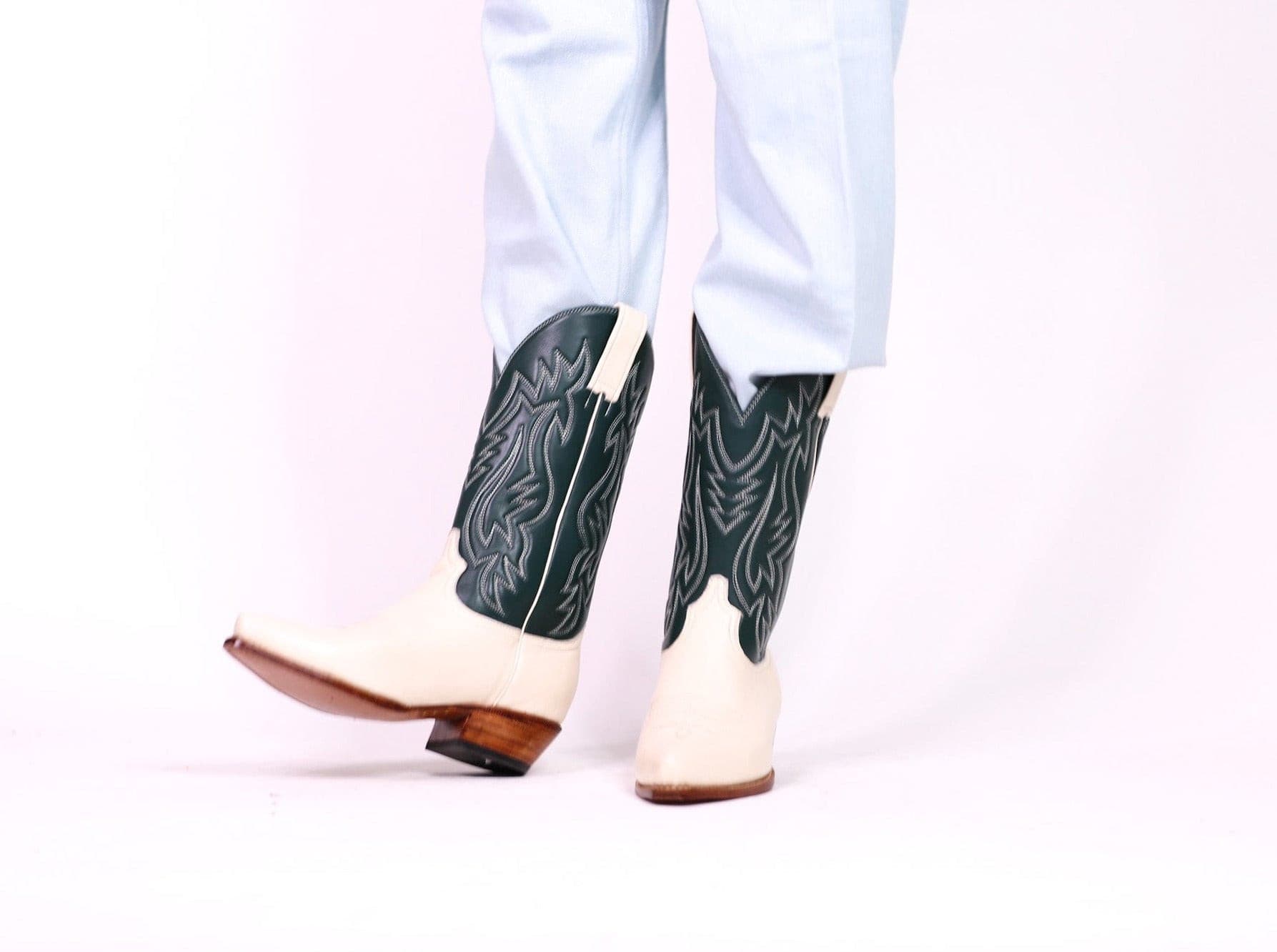 CREAM GREEN BOOTS MARJON - BANGKOK TAILOR CLOTHING STORE - HANDMADE CLOTHING