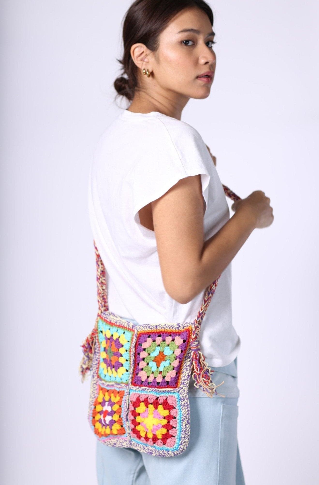 CROCHET SHOULDER CROSS BODY BAG TIBB - BANGKOK TAILOR CLOTHING STORE - HANDMADE CLOTHING