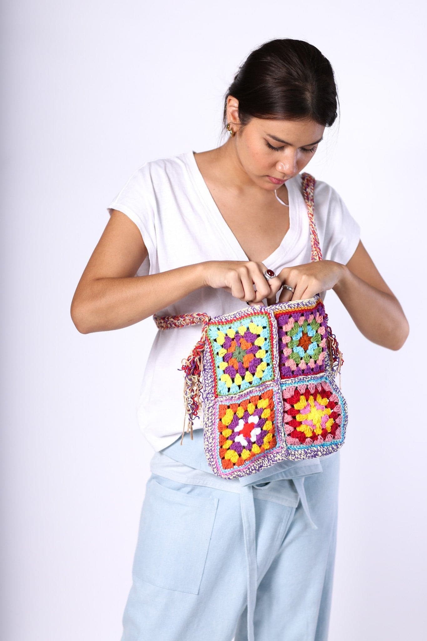 CROCHET SHOULDER CROSS BODY BAG TIBB - BANGKOK TAILOR CLOTHING STORE - HANDMADE CLOTHING