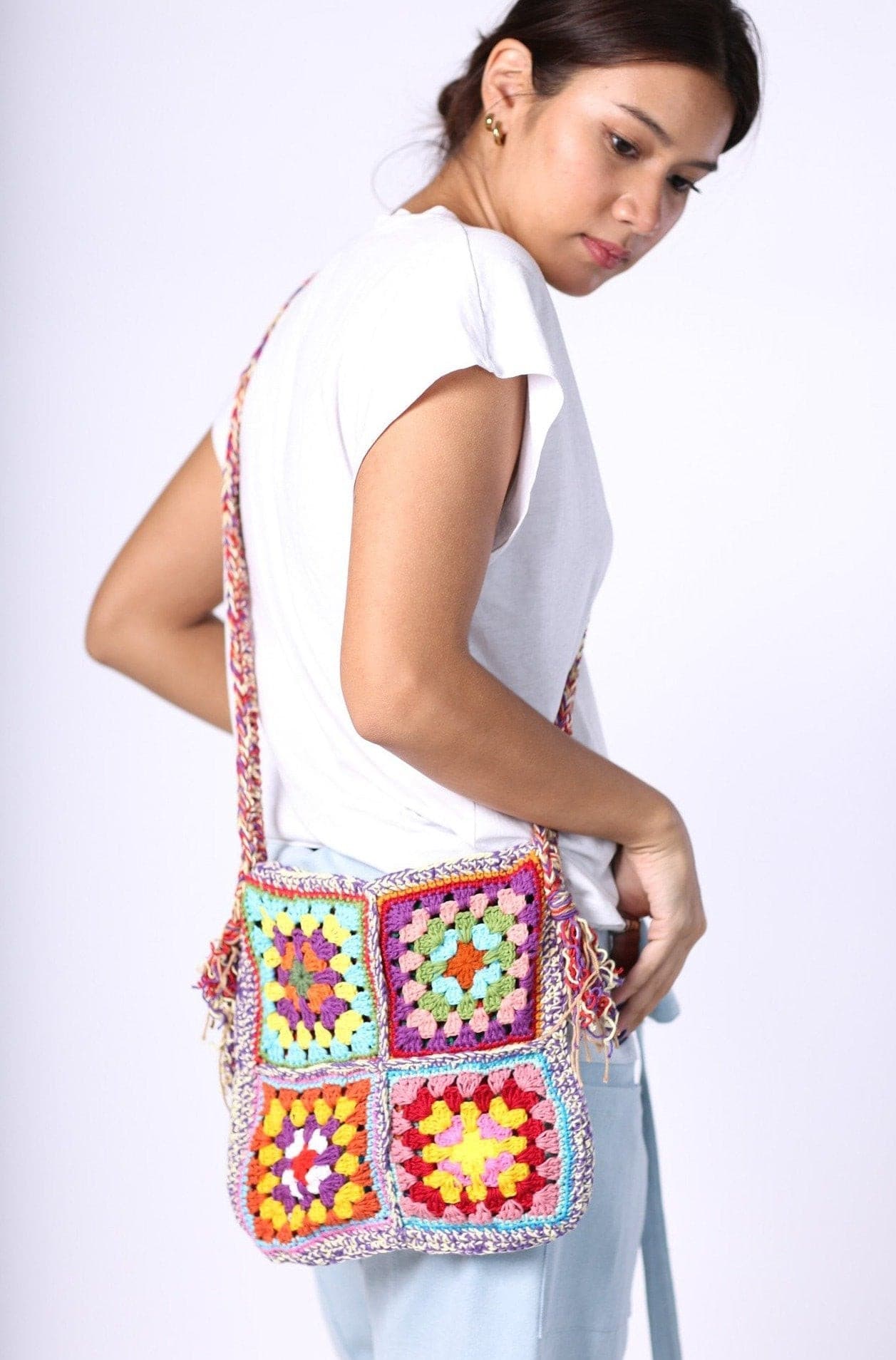 CROCHET SHOULDER CROSS BODY BAG TIBB - BANGKOK TAILOR CLOTHING STORE - HANDMADE CLOTHING