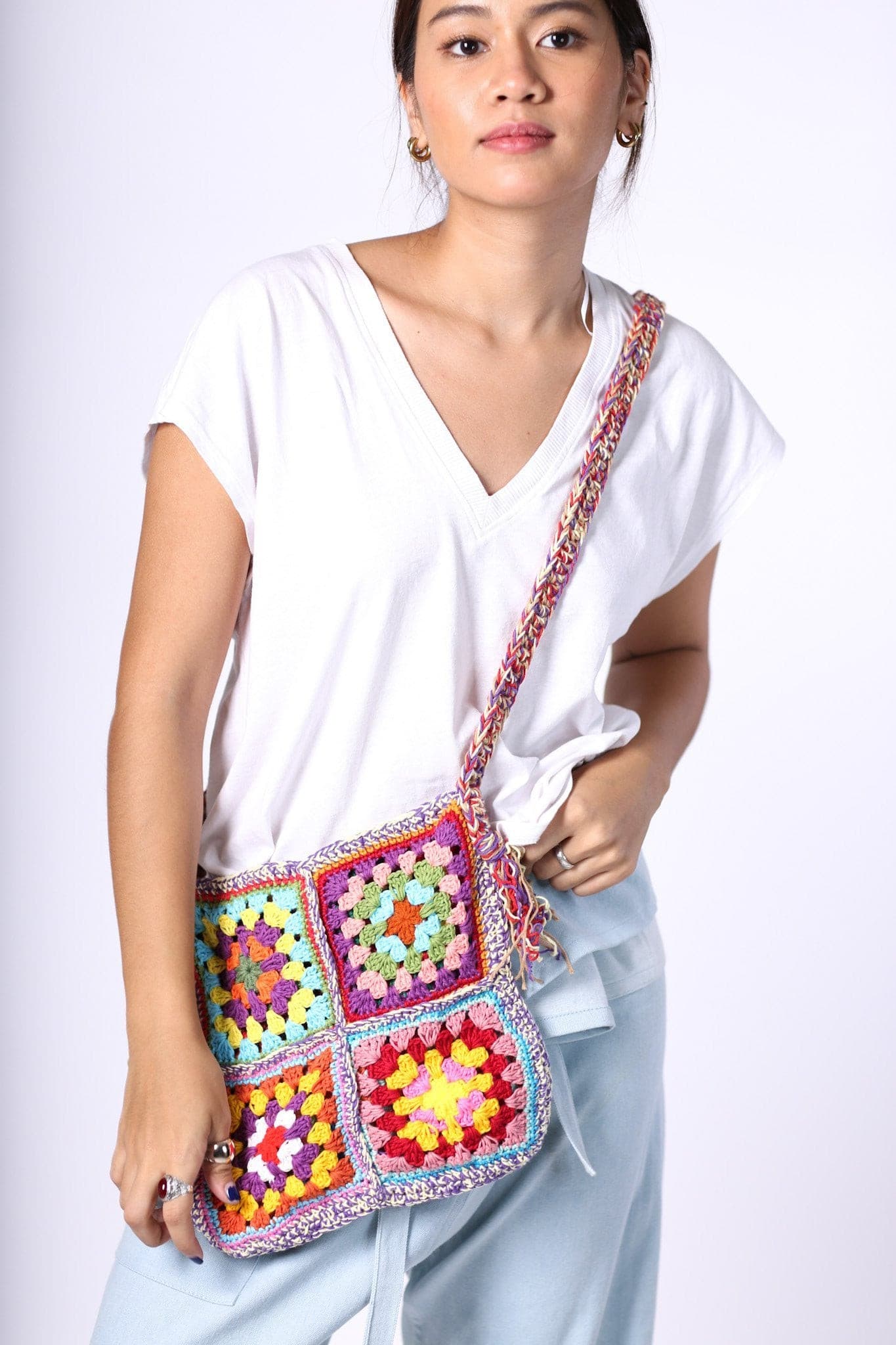 CROCHET SHOULDER CROSS BODY BAG TIBB - BANGKOK TAILOR CLOTHING STORE - HANDMADE CLOTHING