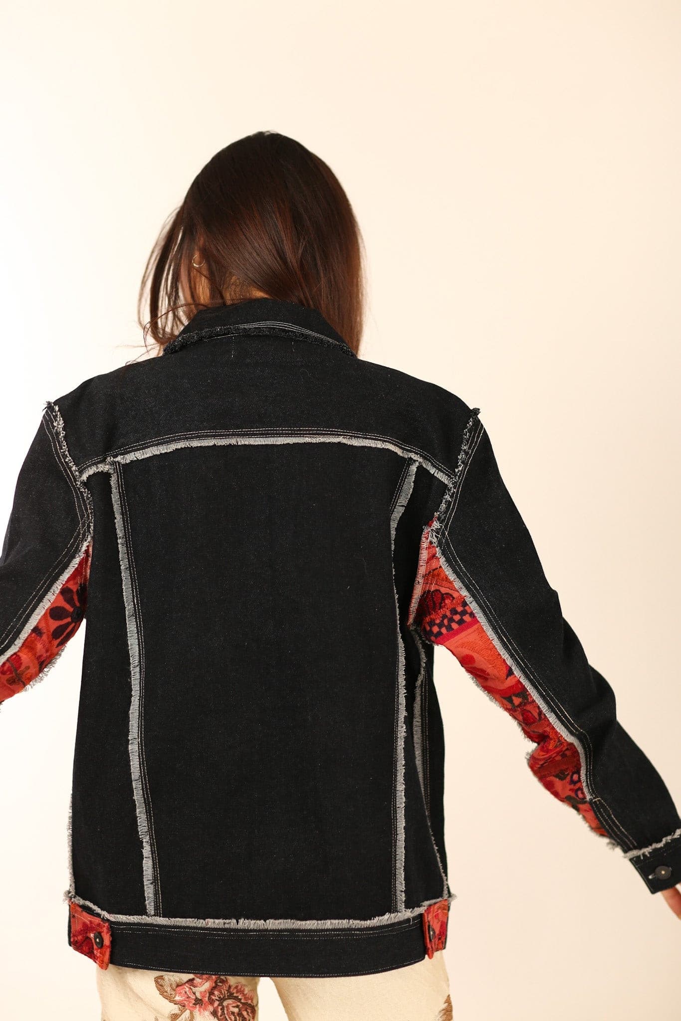 DENIM EMBROIDERED PATCHWORK JACKET FARSIS - BANGKOK TAILOR CLOTHING STORE - HANDMADE CLOTHING