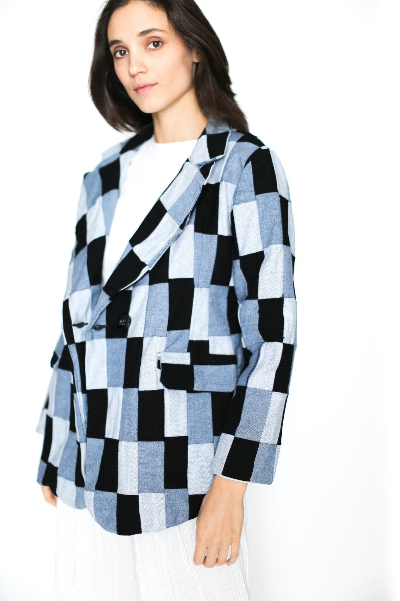 DENIM PATCHWORK BLAZER JACKET CHARLY - BANGKOK TAILOR CLOTHING STORE - HANDMADE CLOTHING