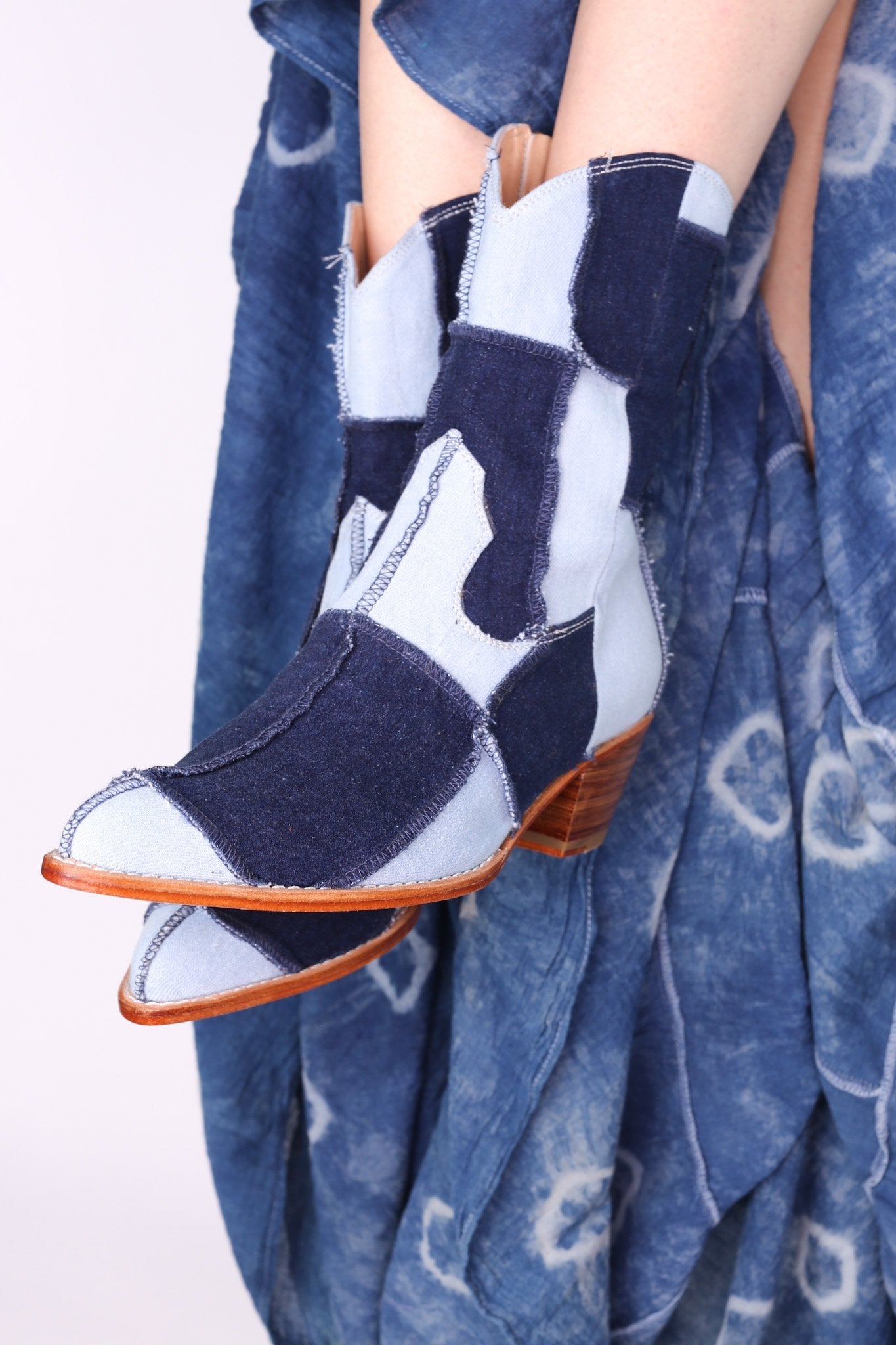 DENIM PATCHWORK BOOTS ANNIKA - BANGKOK TAILOR CLOTHING STORE - HANDMADE CLOTHING