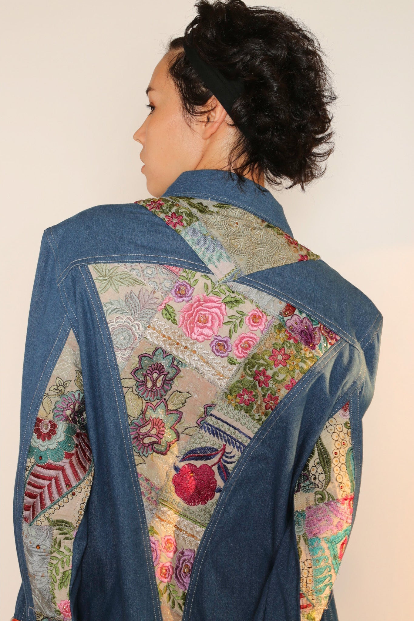 DENIM PATCHWORK JACKET PEENA - BANGKOK TAILOR CLOTHING STORE - HANDMADE CLOTHING