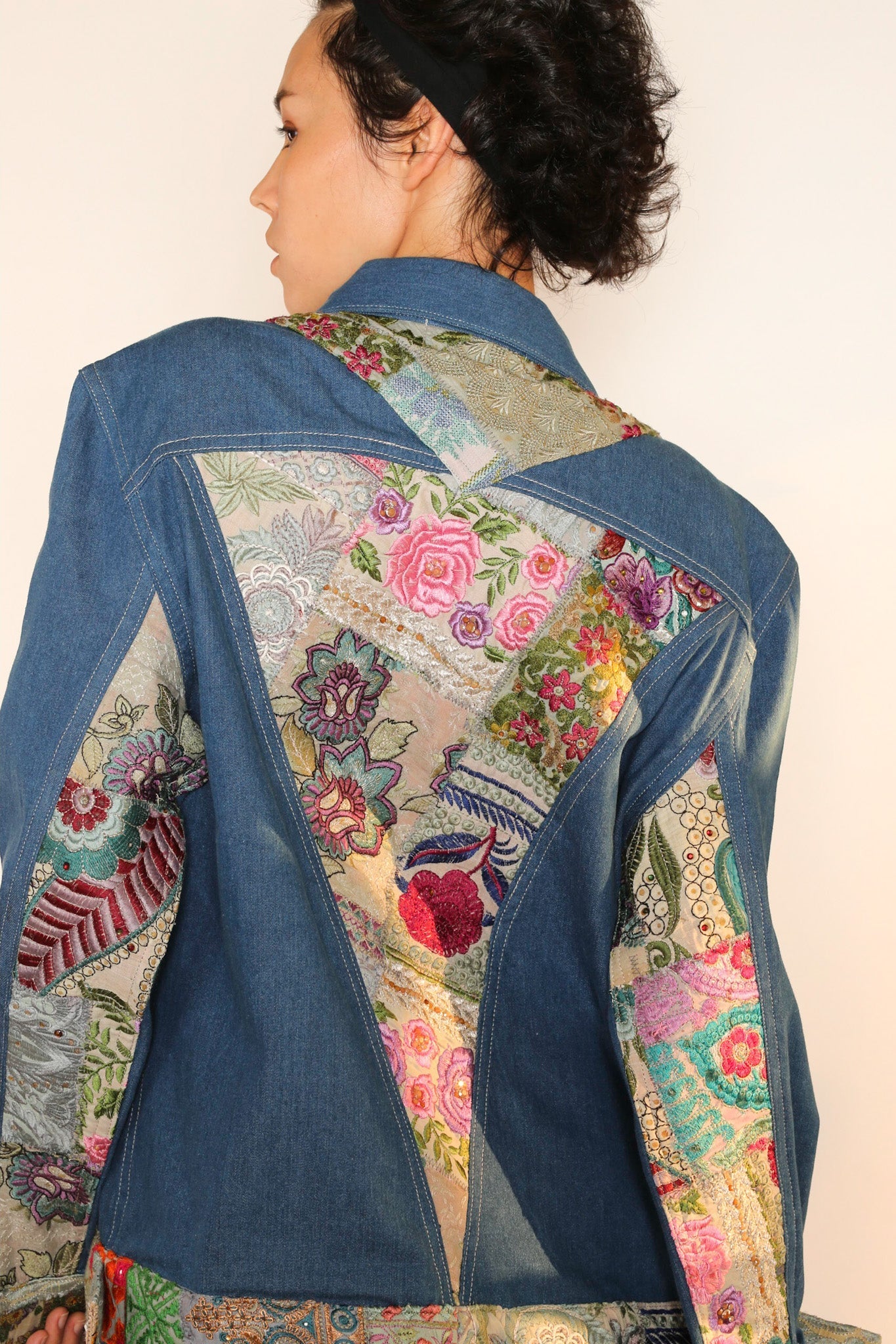 DENIM PATCHWORK JACKET PEENA - BANGKOK TAILOR CLOTHING STORE - HANDMADE CLOTHING