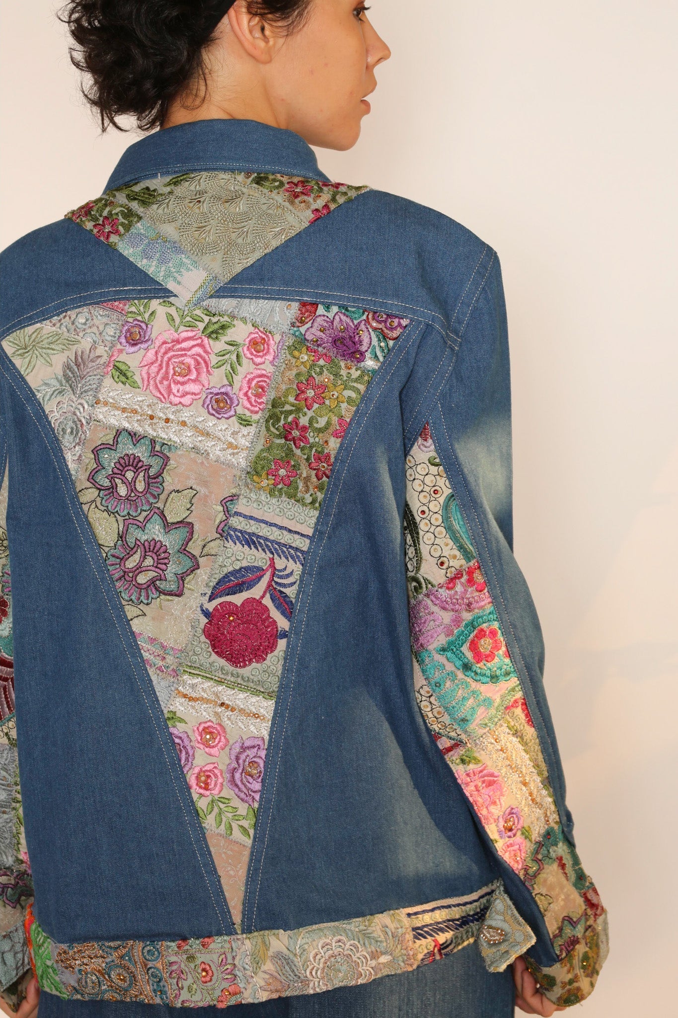 DENIM PATCHWORK JACKET PEENA - BANGKOK TAILOR CLOTHING STORE - HANDMADE CLOTHING