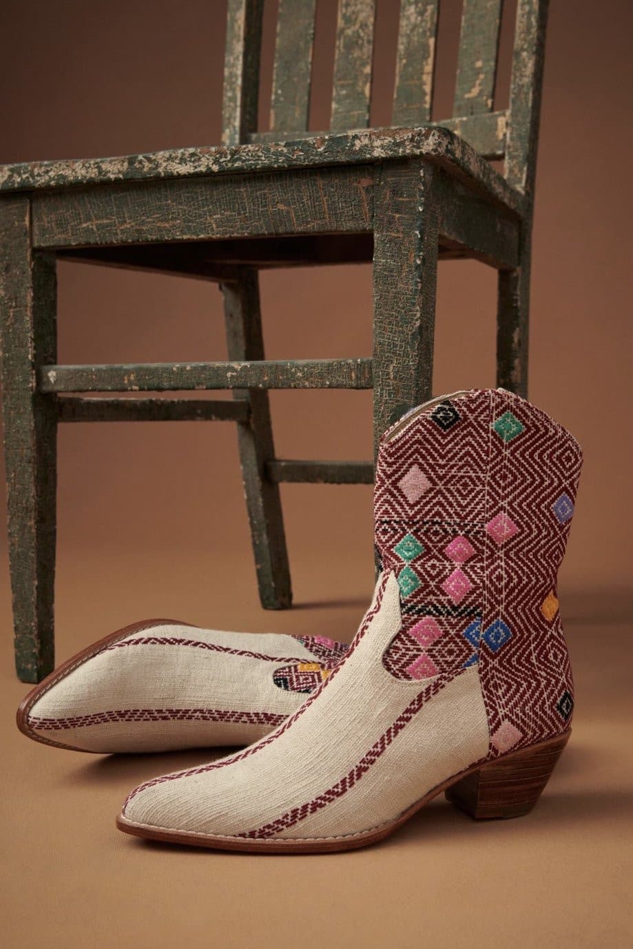 DIAMOND EMBROIDERED WESTERN BOOTS X ANTHROPOLOGIE - BANGKOK TAILOR CLOTHING STORE - HANDMADE CLOTHING