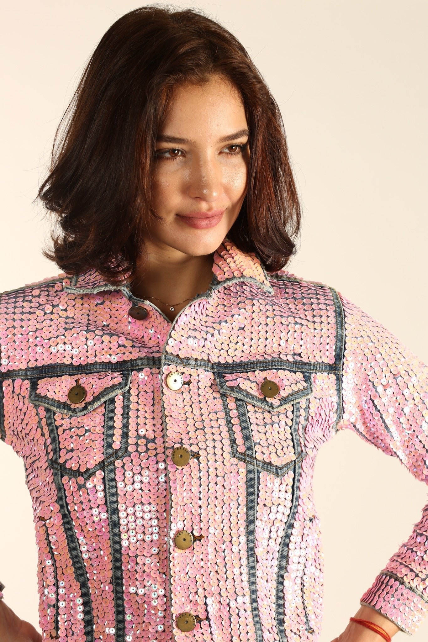 EMBROIDERED DENIM SEQUIN AMY - BANGKOK TAILOR CLOTHING STORE - HANDMADE CLOTHING