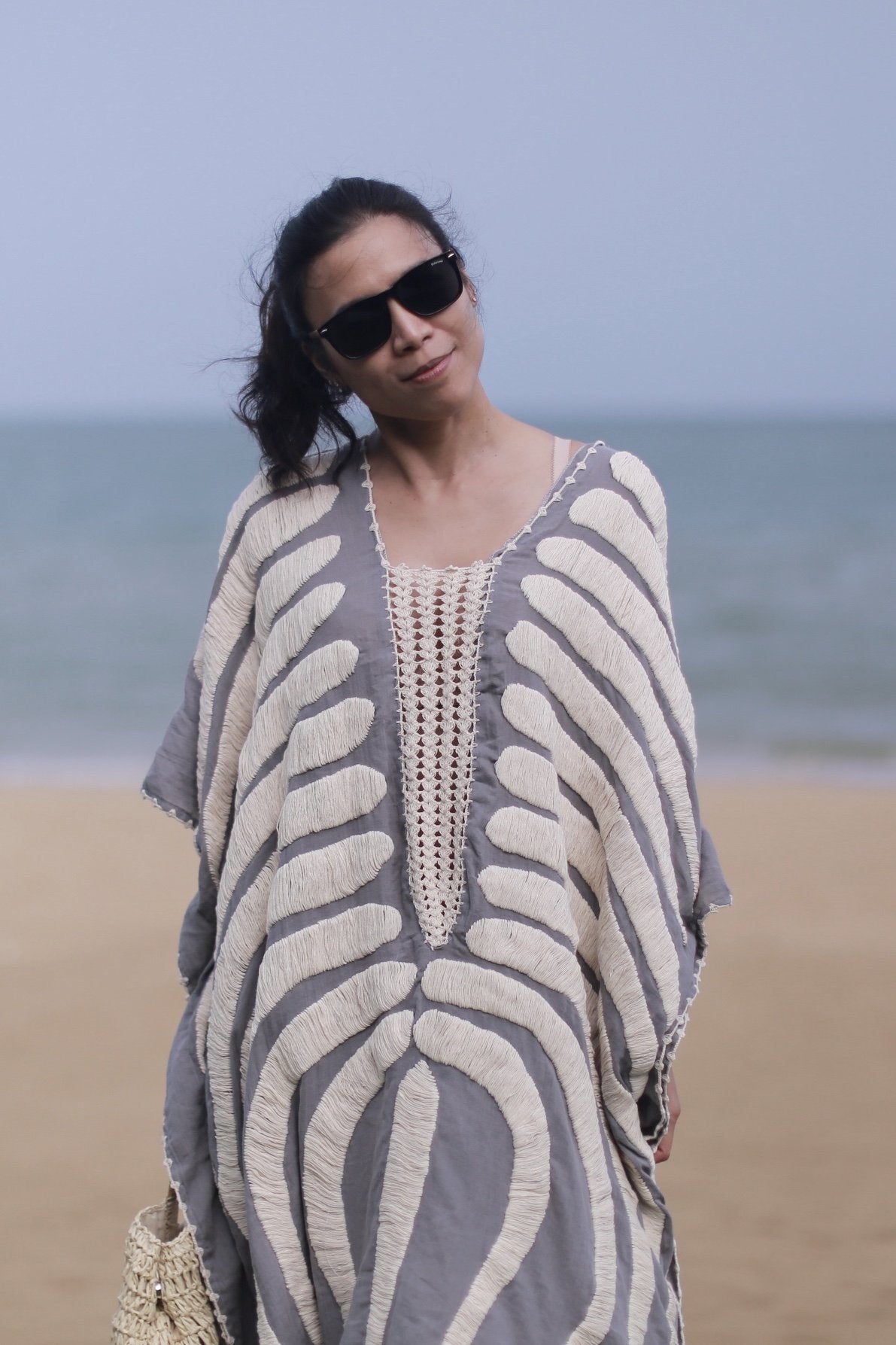EMBROIDERED KAFTAN MARIE CLAIRE - BANGKOK TAILOR CLOTHING STORE - HANDMADE CLOTHING