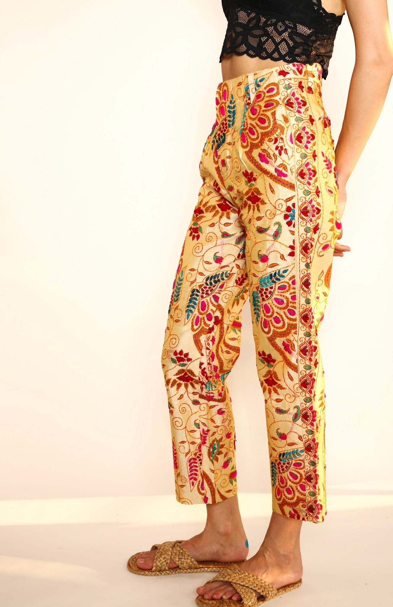 EMBROIDERED PANTS FARRAH - BANGKOK TAILOR CLOTHING STORE - HANDMADE CLOTHING