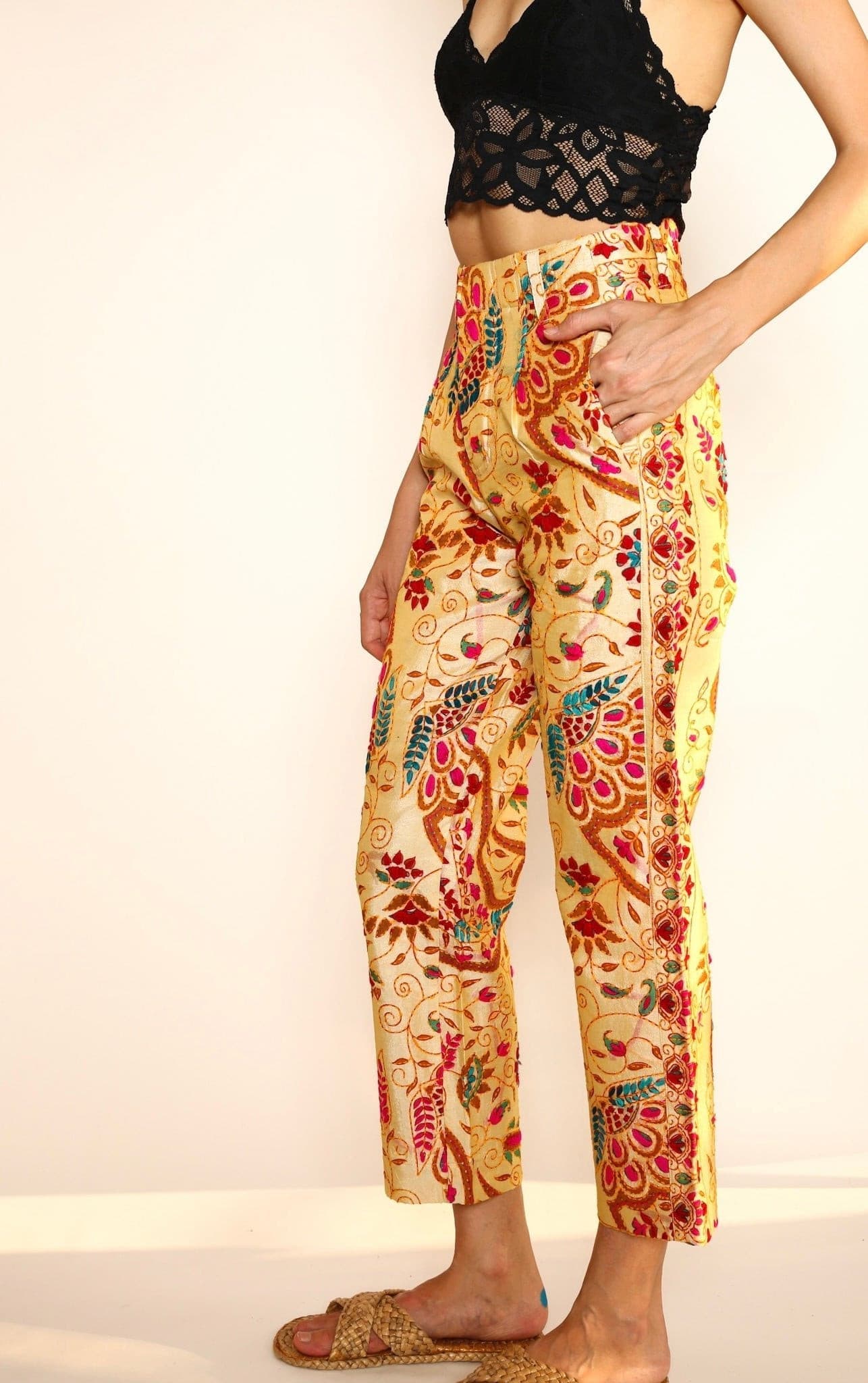 EMBROIDERED PANTS FARRAH - BANGKOK TAILOR CLOTHING STORE - HANDMADE CLOTHING