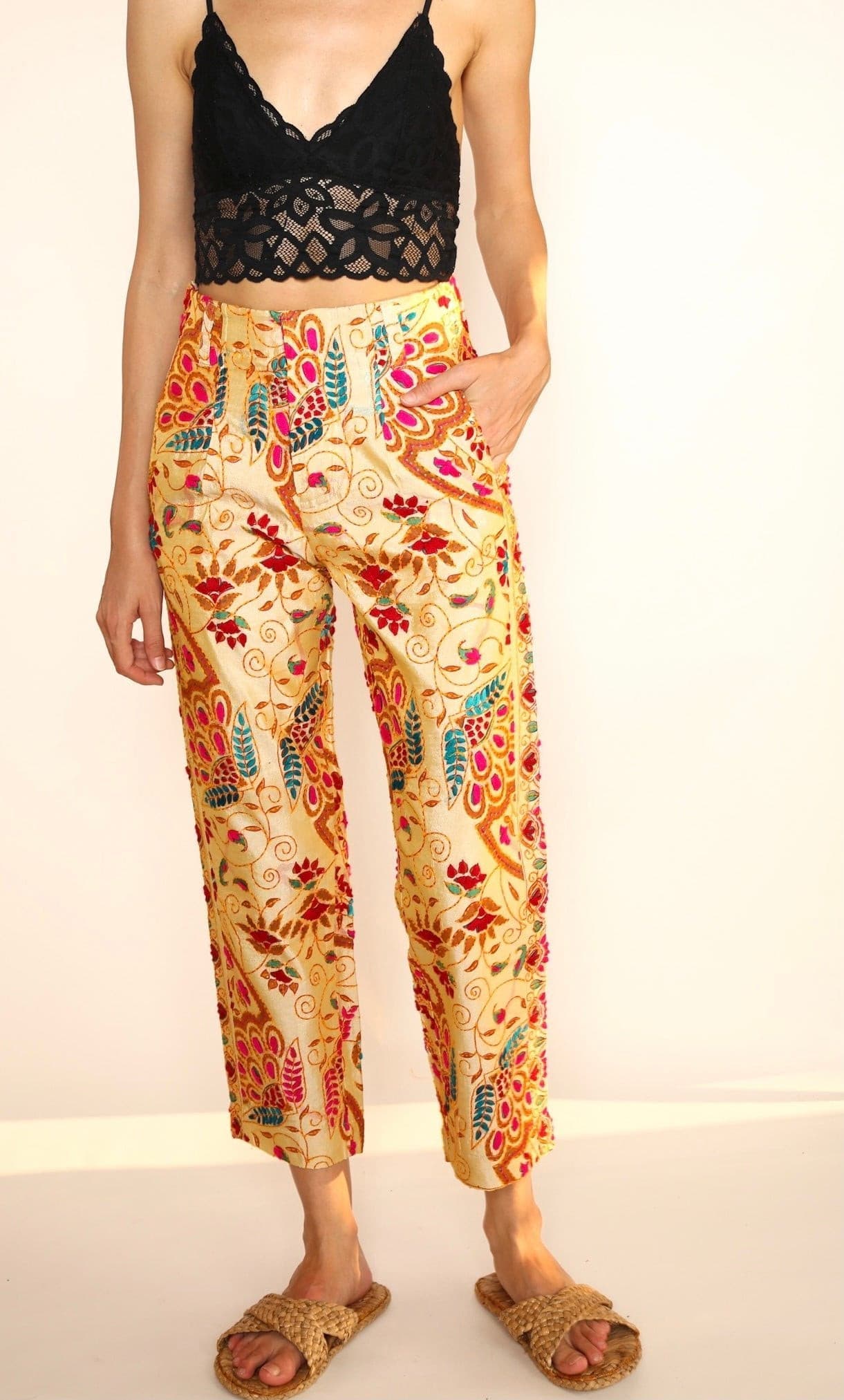 EMBROIDERED PANTS FARRAH - BANGKOK TAILOR CLOTHING STORE - HANDMADE CLOTHING