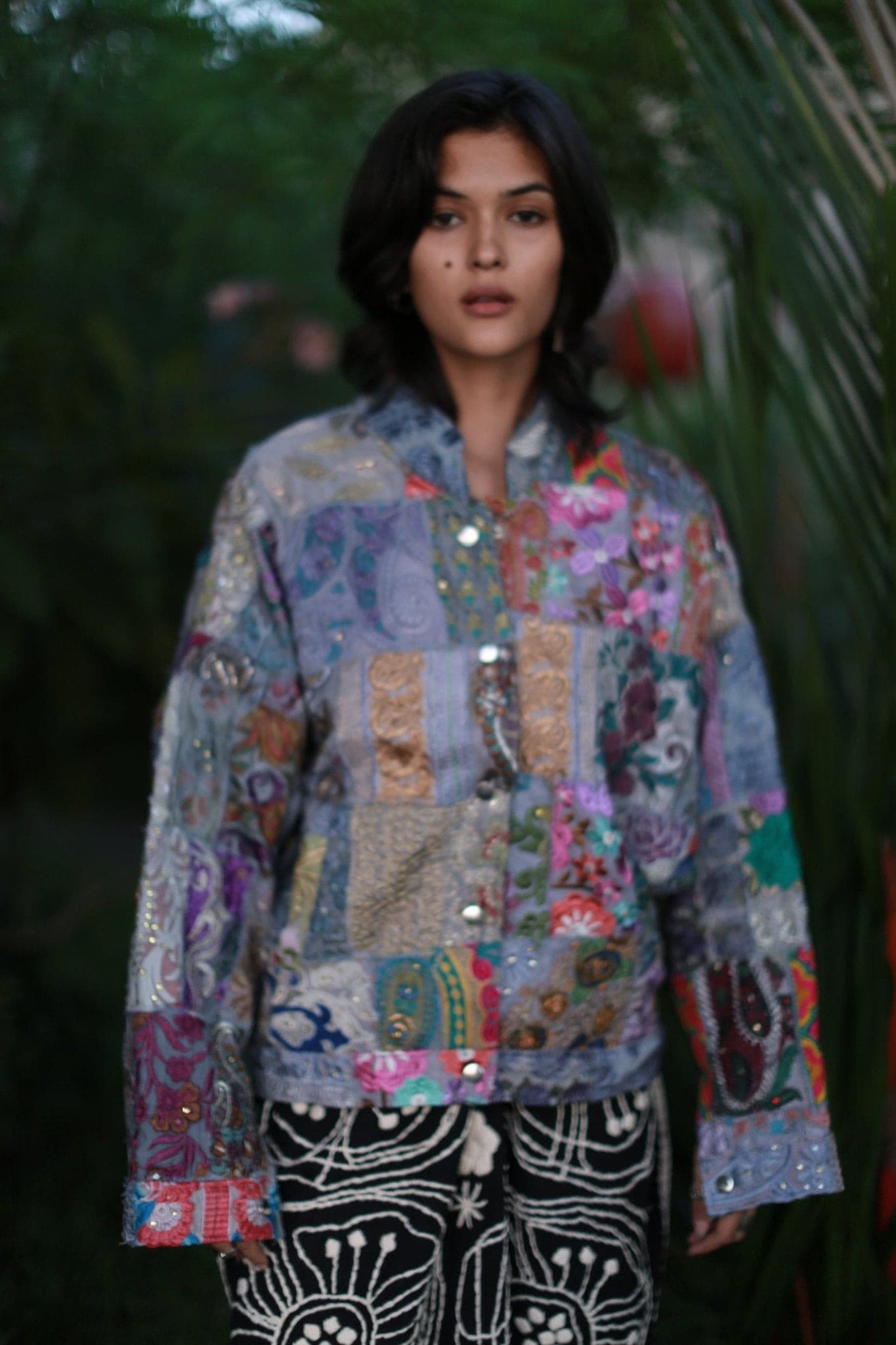Embroidered Patchwork Bomber Jacket Serena - BANGKOK TAILOR CLOTHING STORE - HANDMADE CLOTHING