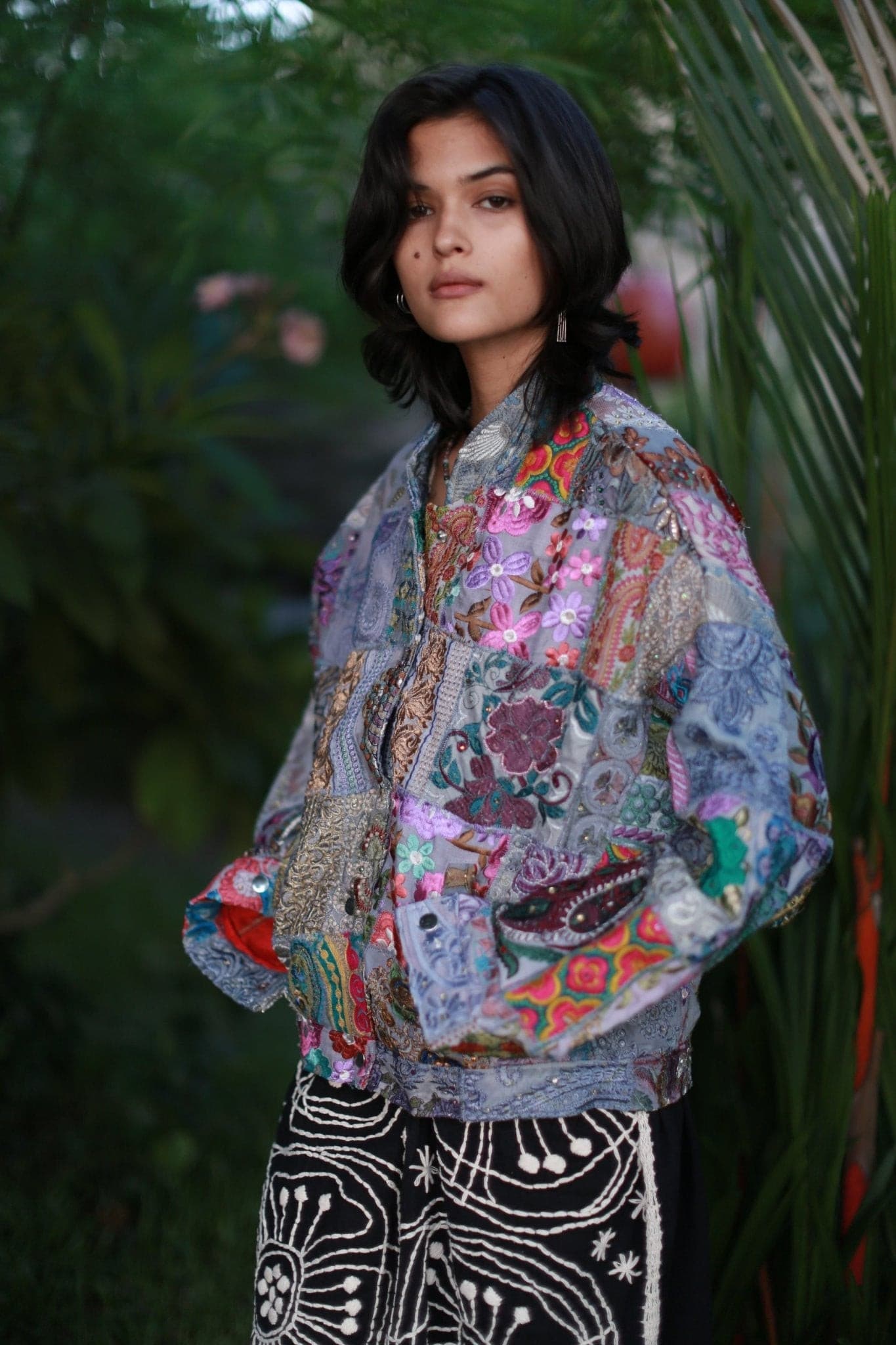 Embroidered Patchwork Bomber Jacket Serena - BANGKOK TAILOR CLOTHING STORE - HANDMADE CLOTHING