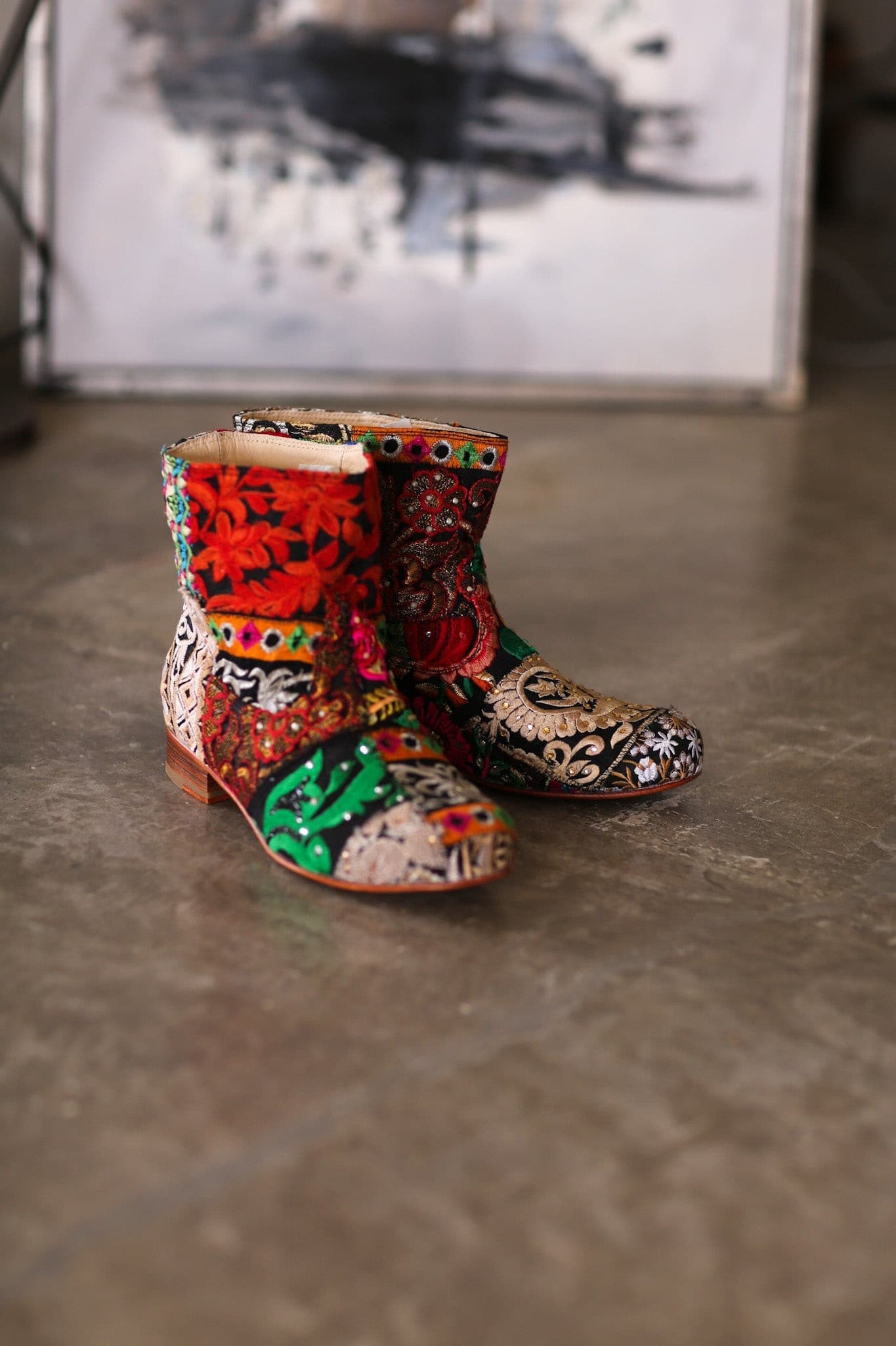 EMBROIDERED PATCHWORK BOOTS ROMY - BANGKOK TAILOR CLOTHING STORE - HANDMADE CLOTHING