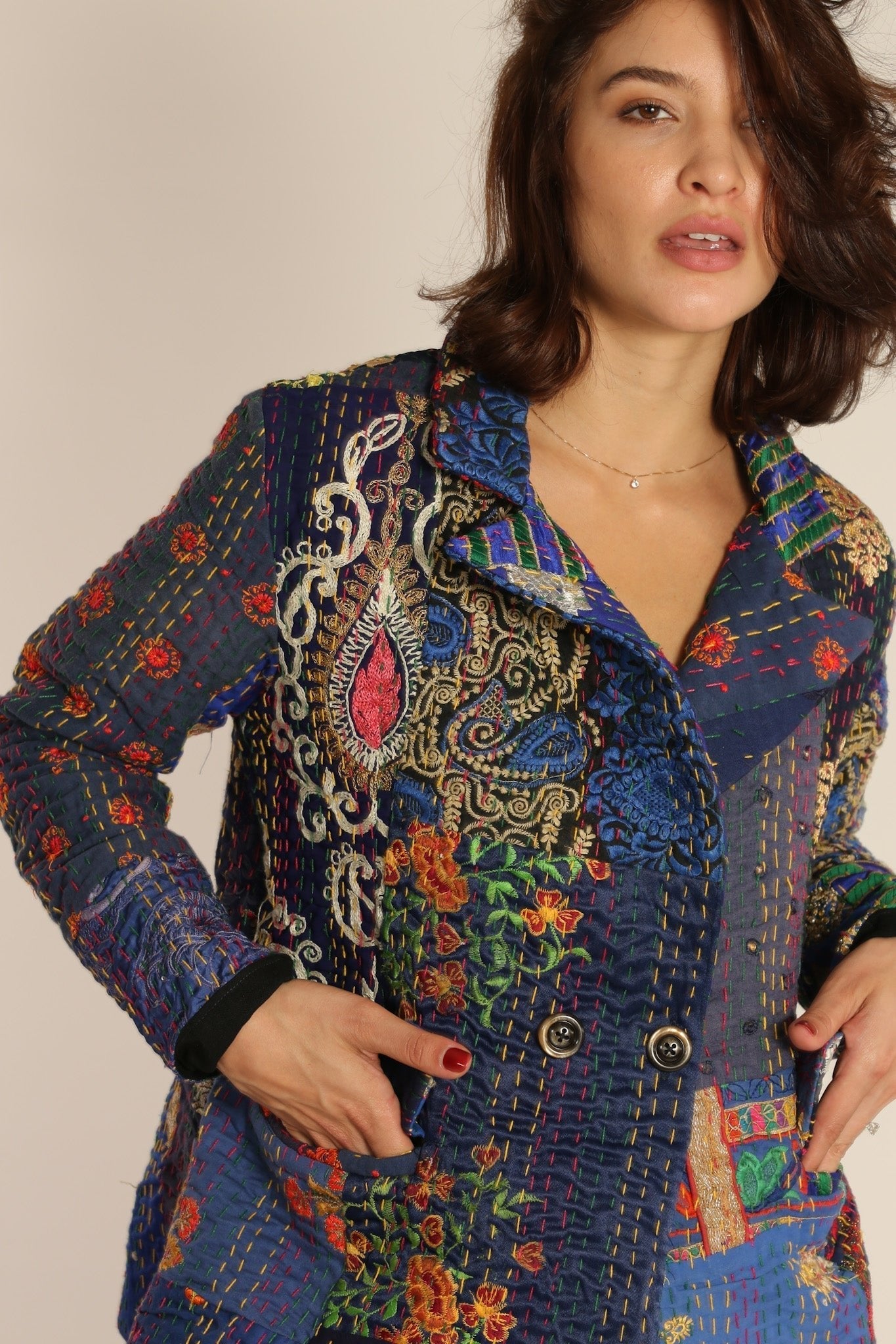 EMBROIDERED PATCHWORK JACKET PENNY - BANGKOK TAILOR CLOTHING STORE - HANDMADE CLOTHING
