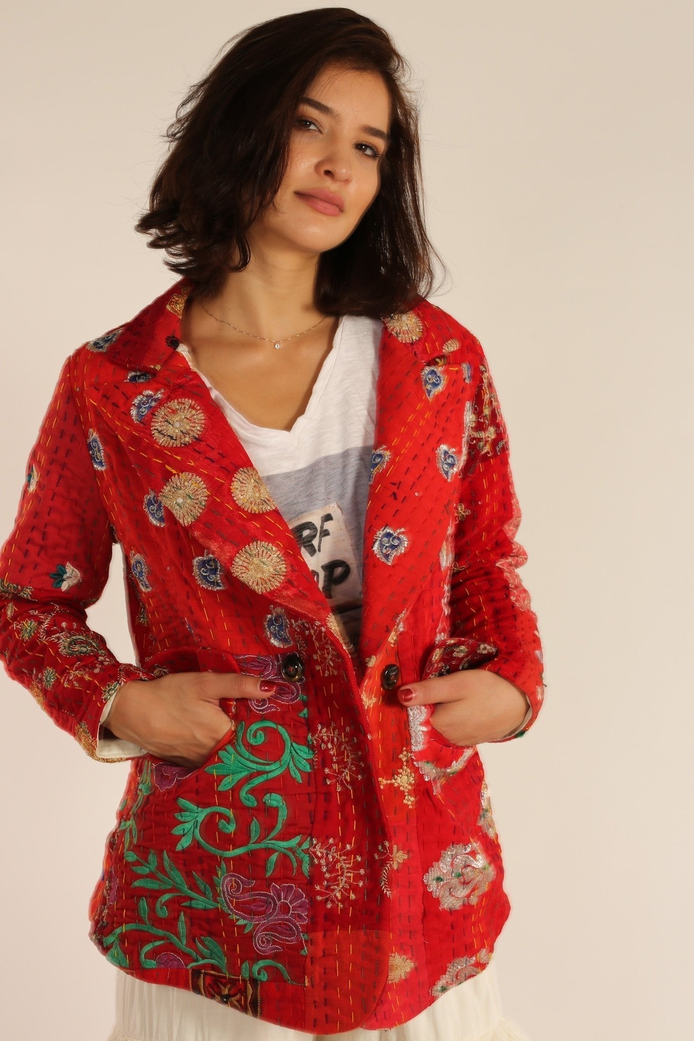EMBROIDERED PATCHWORK JACKET PENNY - BANGKOK TAILOR CLOTHING STORE - HANDMADE CLOTHING