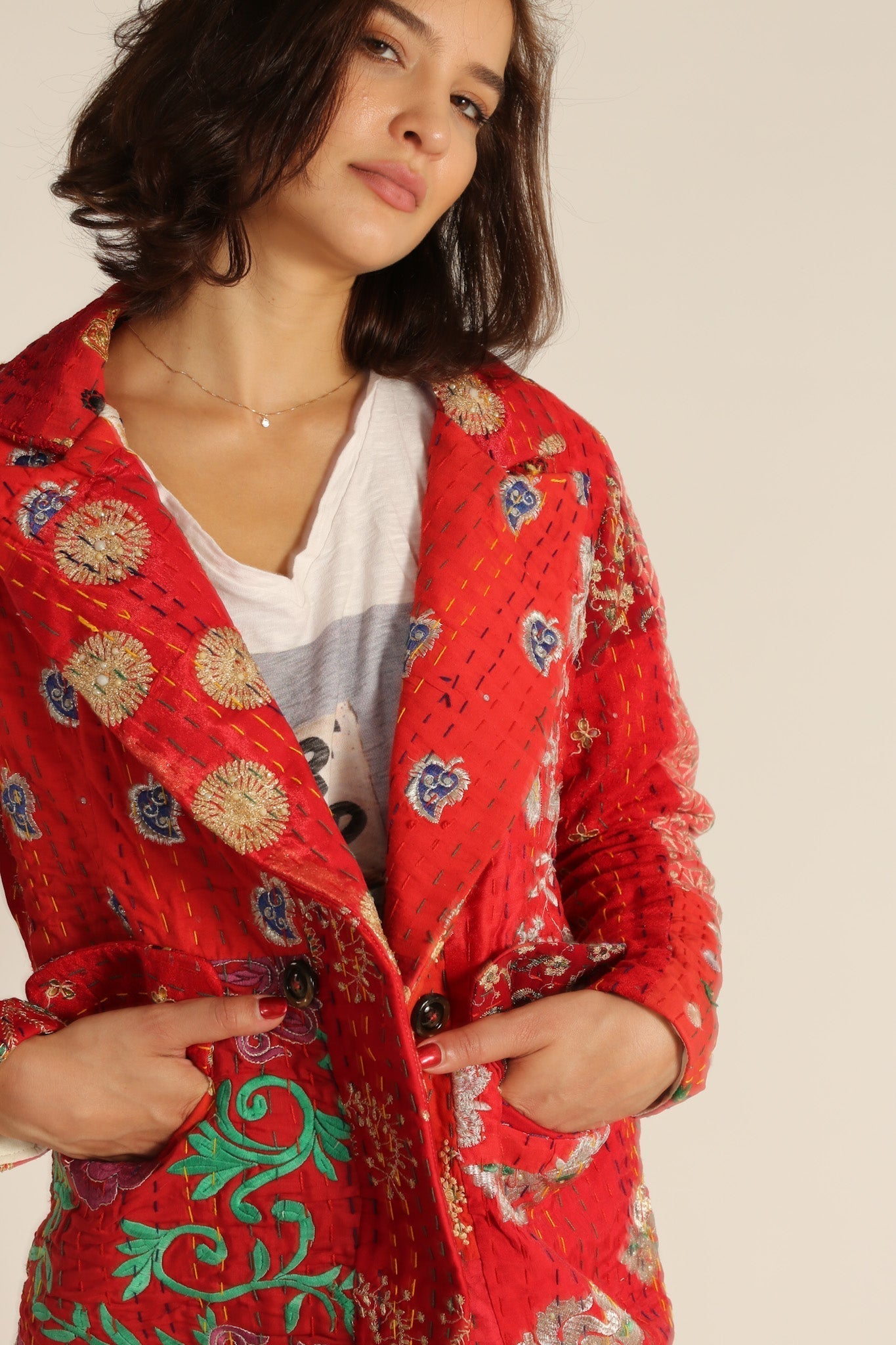 EMBROIDERED PATCHWORK JACKET PENNY - BANGKOK TAILOR CLOTHING STORE - HANDMADE CLOTHING