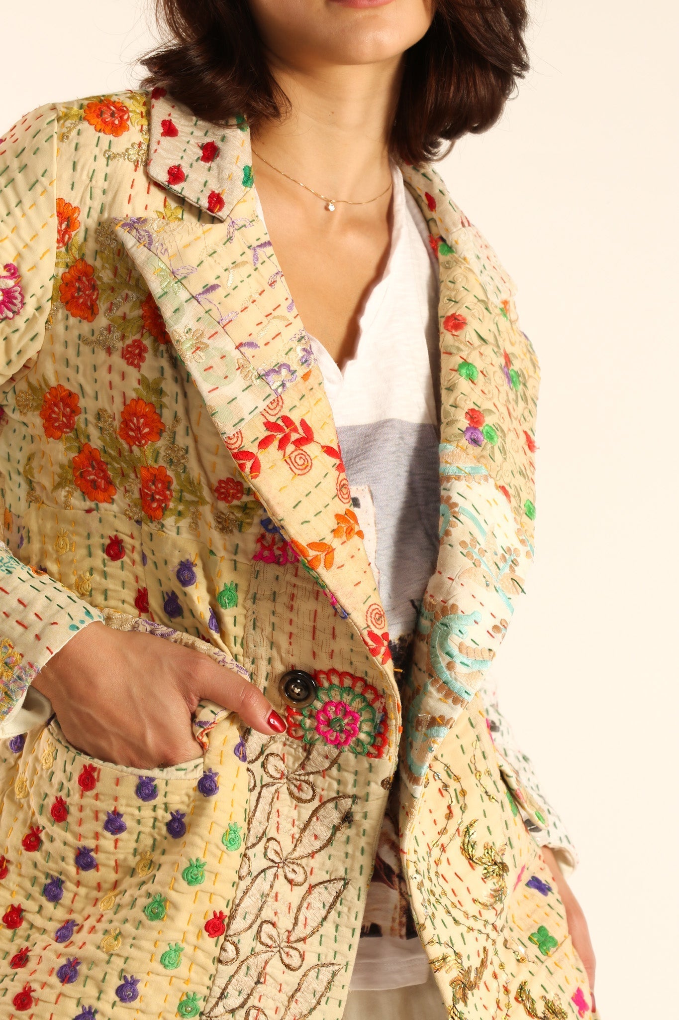 EMBROIDERED PATCHWORK JACKET PENNY - BANGKOK TAILOR CLOTHING STORE - HANDMADE CLOTHING