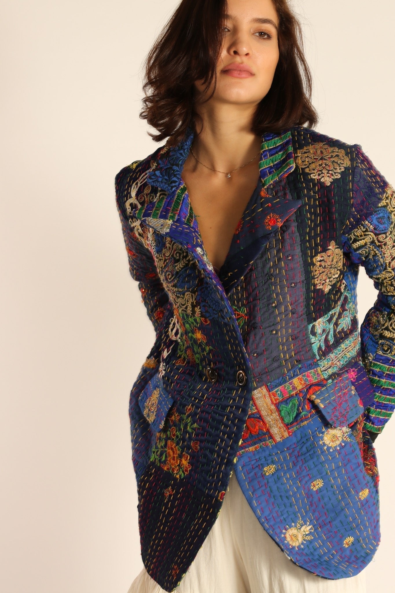 EMBROIDERED PATCHWORK JACKET PENNY - BANGKOK TAILOR CLOTHING STORE - HANDMADE CLOTHING