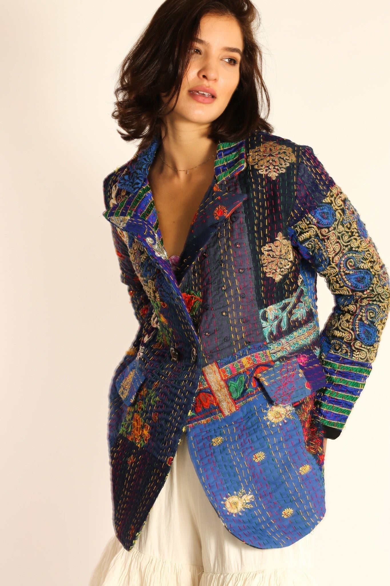 EMBROIDERED PATCHWORK JACKET PENNY - BANGKOK TAILOR CLOTHING STORE - HANDMADE CLOTHING