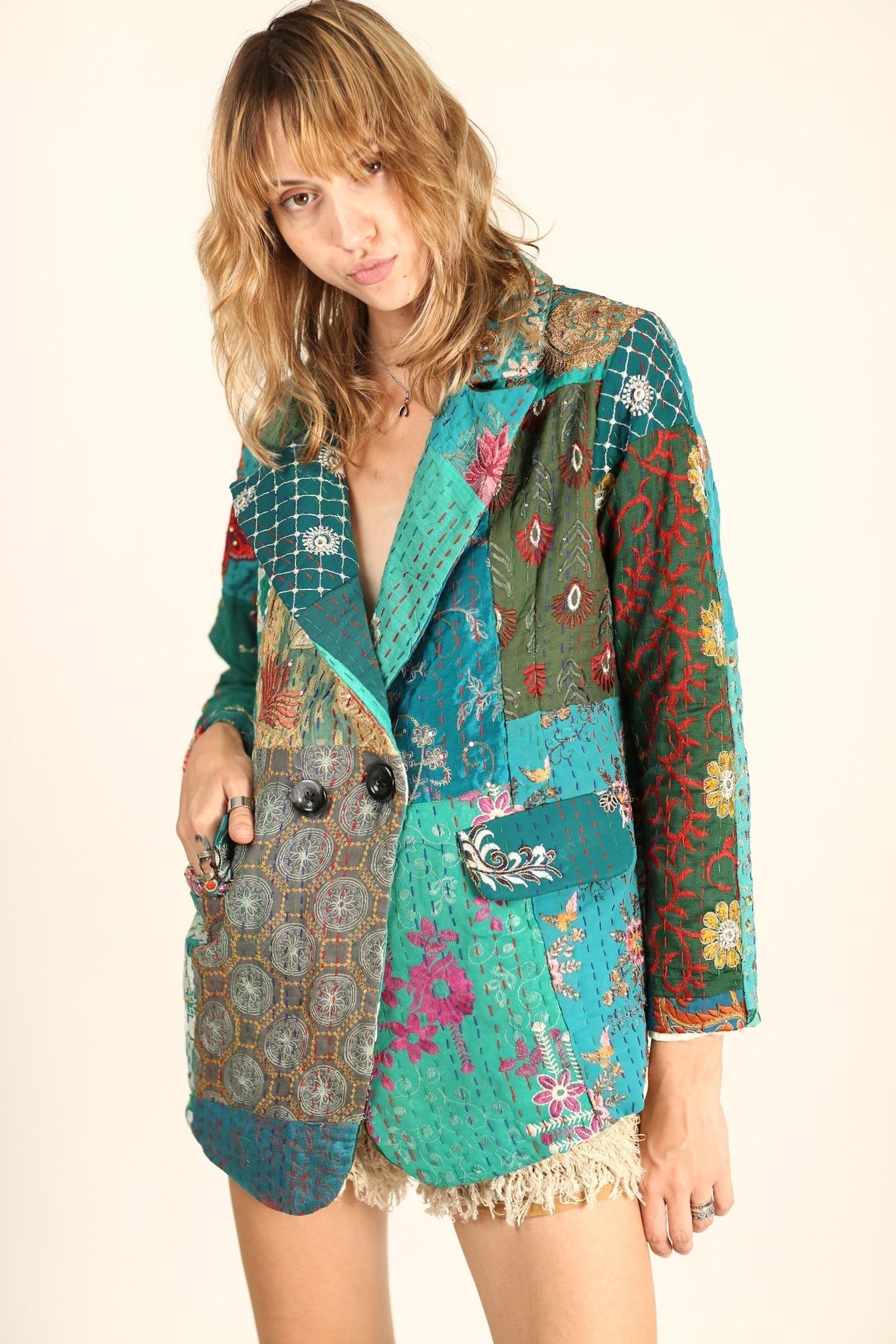 EMBROIDERED PATCHWORK JACKET PENNY - BANGKOK TAILOR CLOTHING STORE - HANDMADE CLOTHING