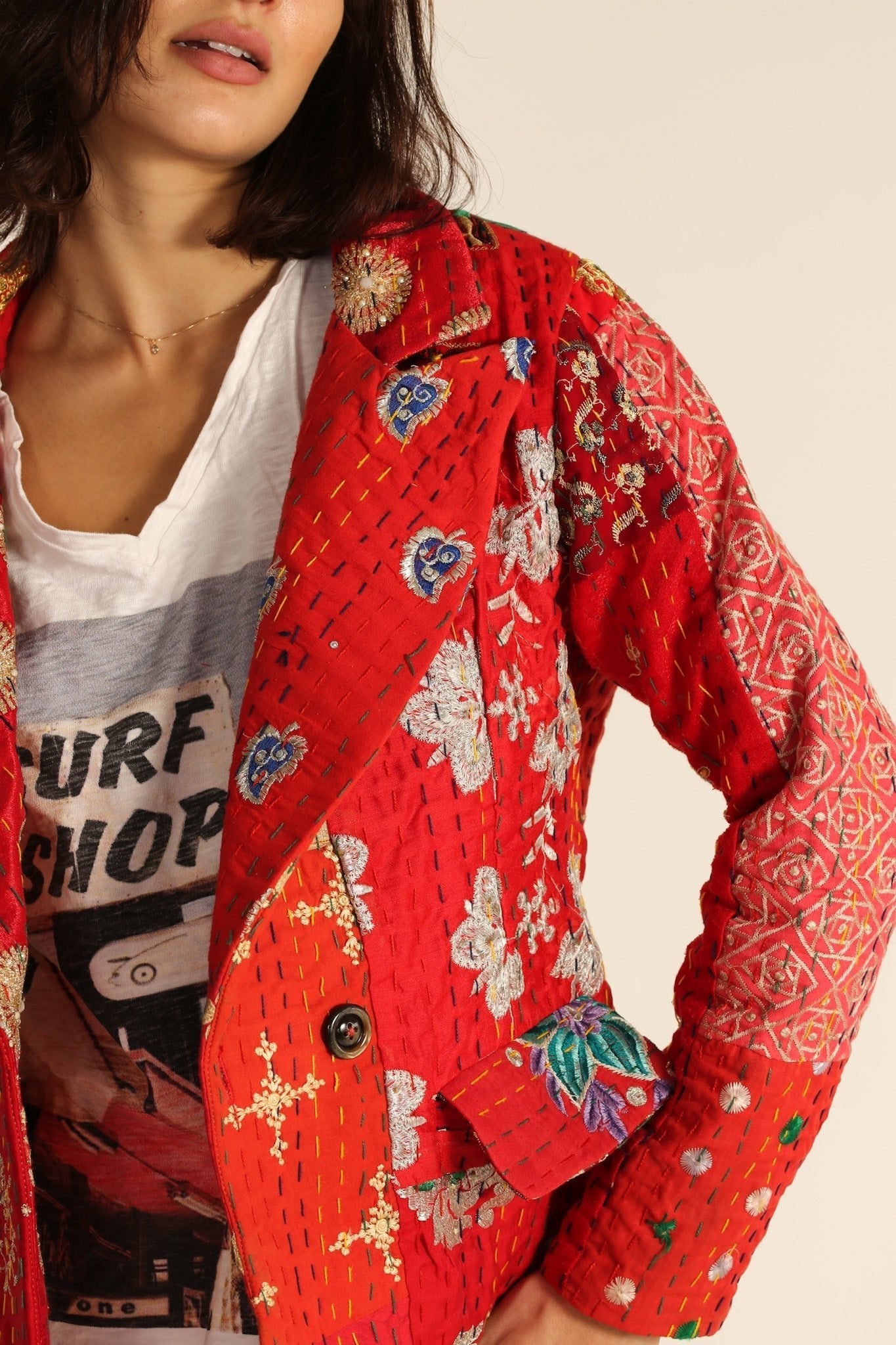 EMBROIDERED PATCHWORK JACKET PENNY - BANGKOK TAILOR CLOTHING STORE - HANDMADE CLOTHING
