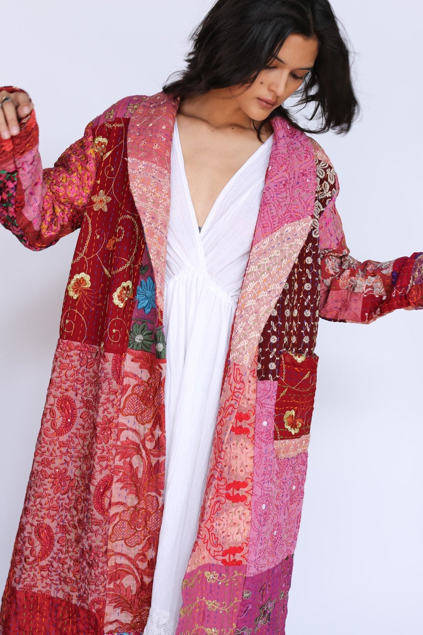 EMBROIDERED PATCHWORK ROBE JACKET SAMIRA - BANGKOK TAILOR CLOTHING STORE - HANDMADE CLOTHING