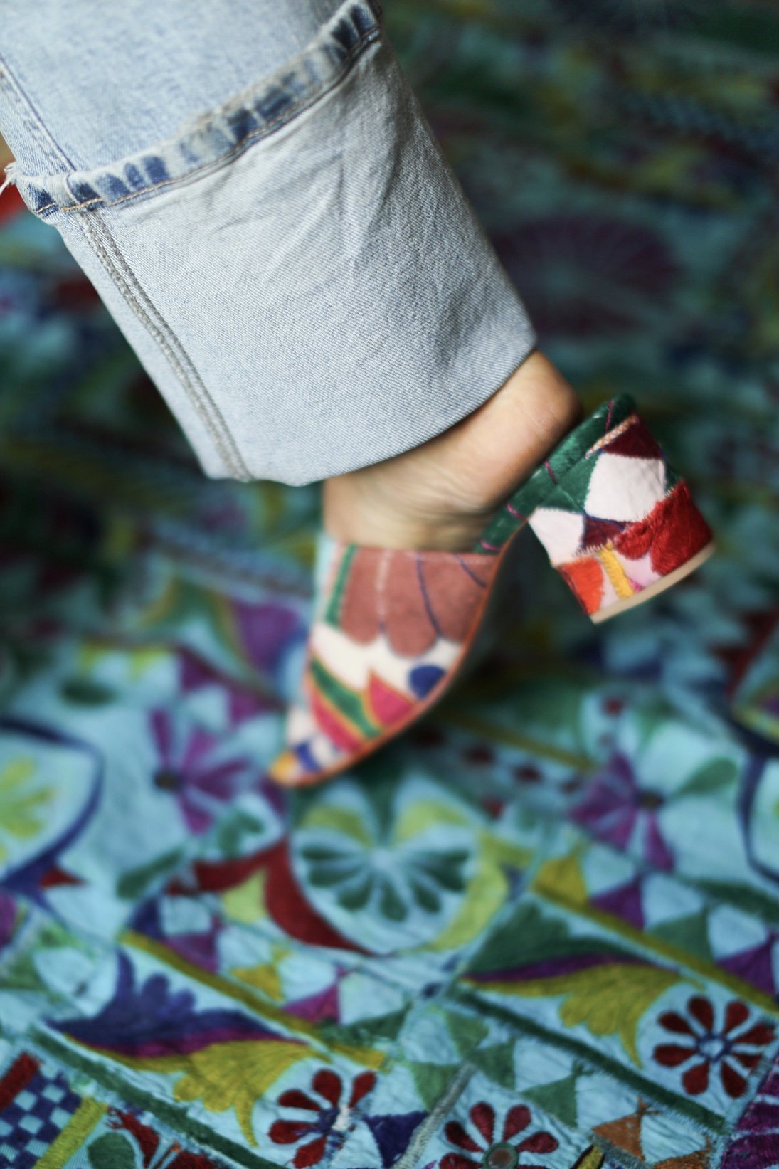 EMBROIDERED PATCHWORK SANDAL MULES LULU - BANGKOK TAILOR CLOTHING STORE - HANDMADE CLOTHING