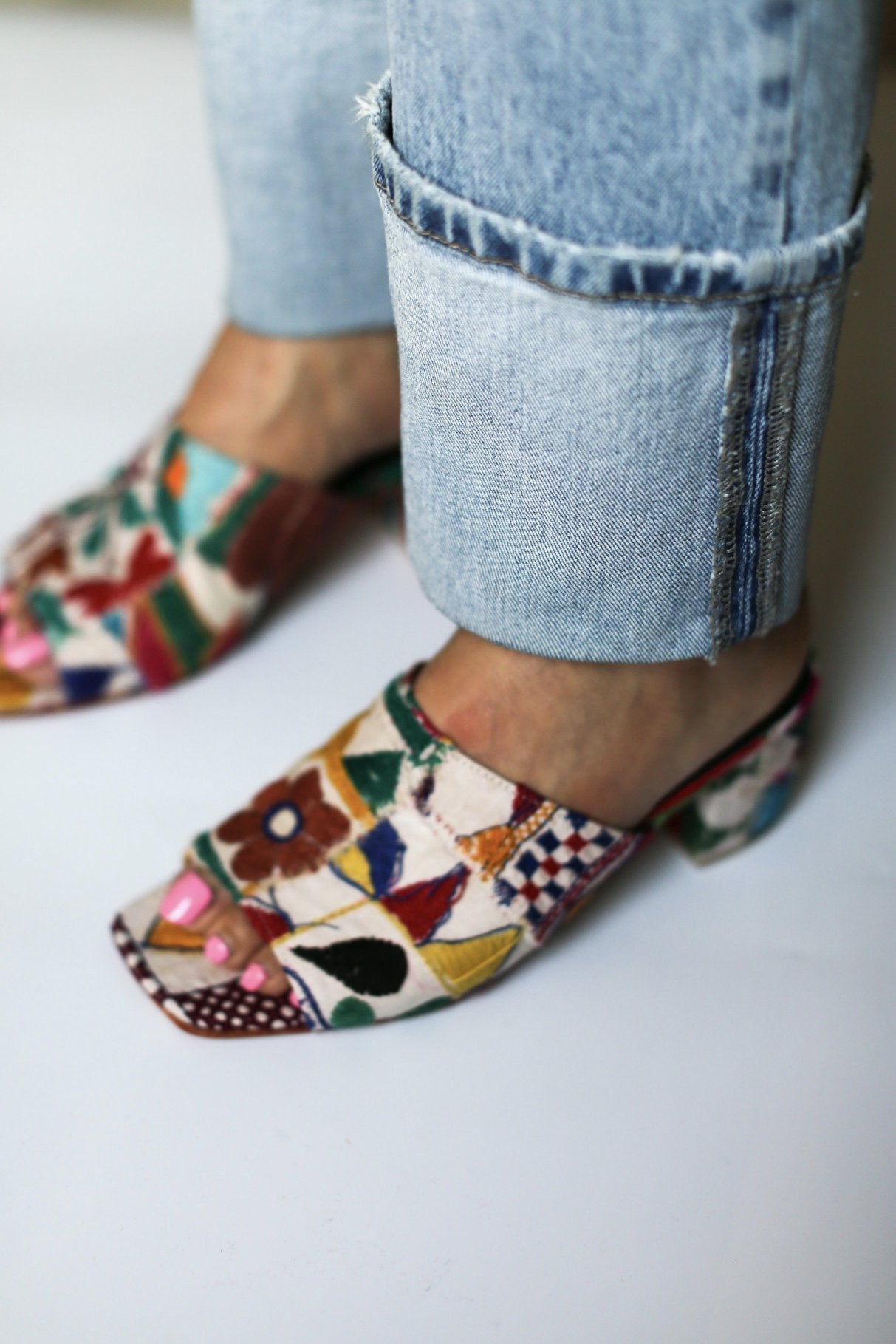 EMBROIDERED PATCHWORK SANDAL MULES LULU - BANGKOK TAILOR CLOTHING STORE - HANDMADE CLOTHING