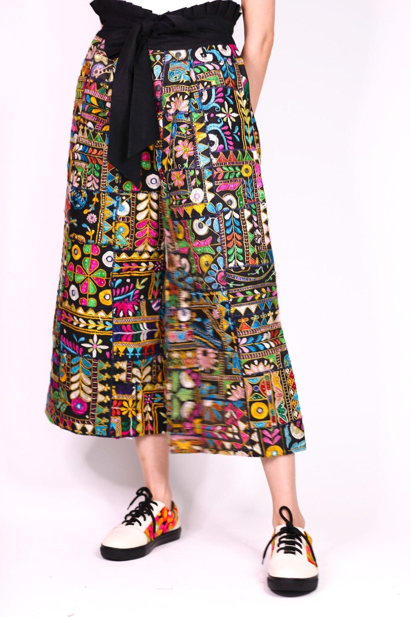 EMBROIDERED PATCHWORK WRAP PANTS BLAIRE - BANGKOK TAILOR CLOTHING STORE - HANDMADE CLOTHING