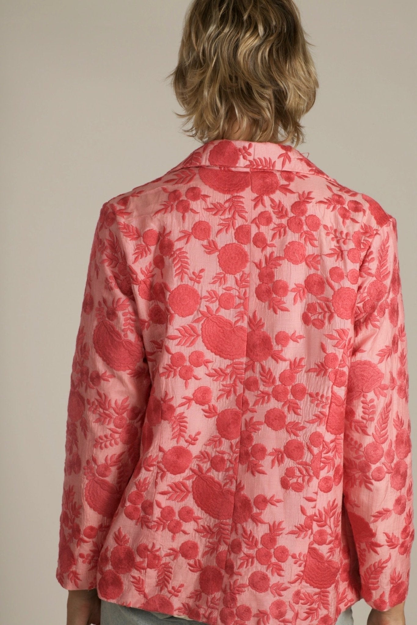 EMBROIDERED PINK FLOWER BLAZER JACKET AGLAIA - BANGKOK TAILOR CLOTHING STORE - HANDMADE CLOTHING